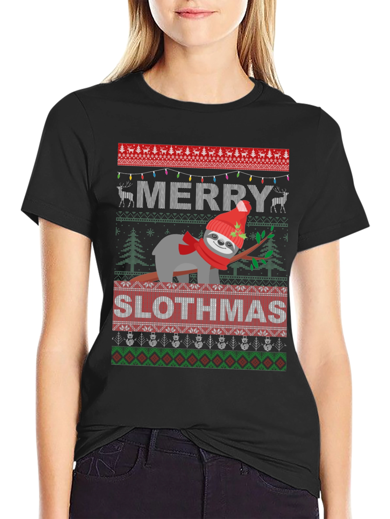 Merry Slothmas Ugly Christmas T-Shirt