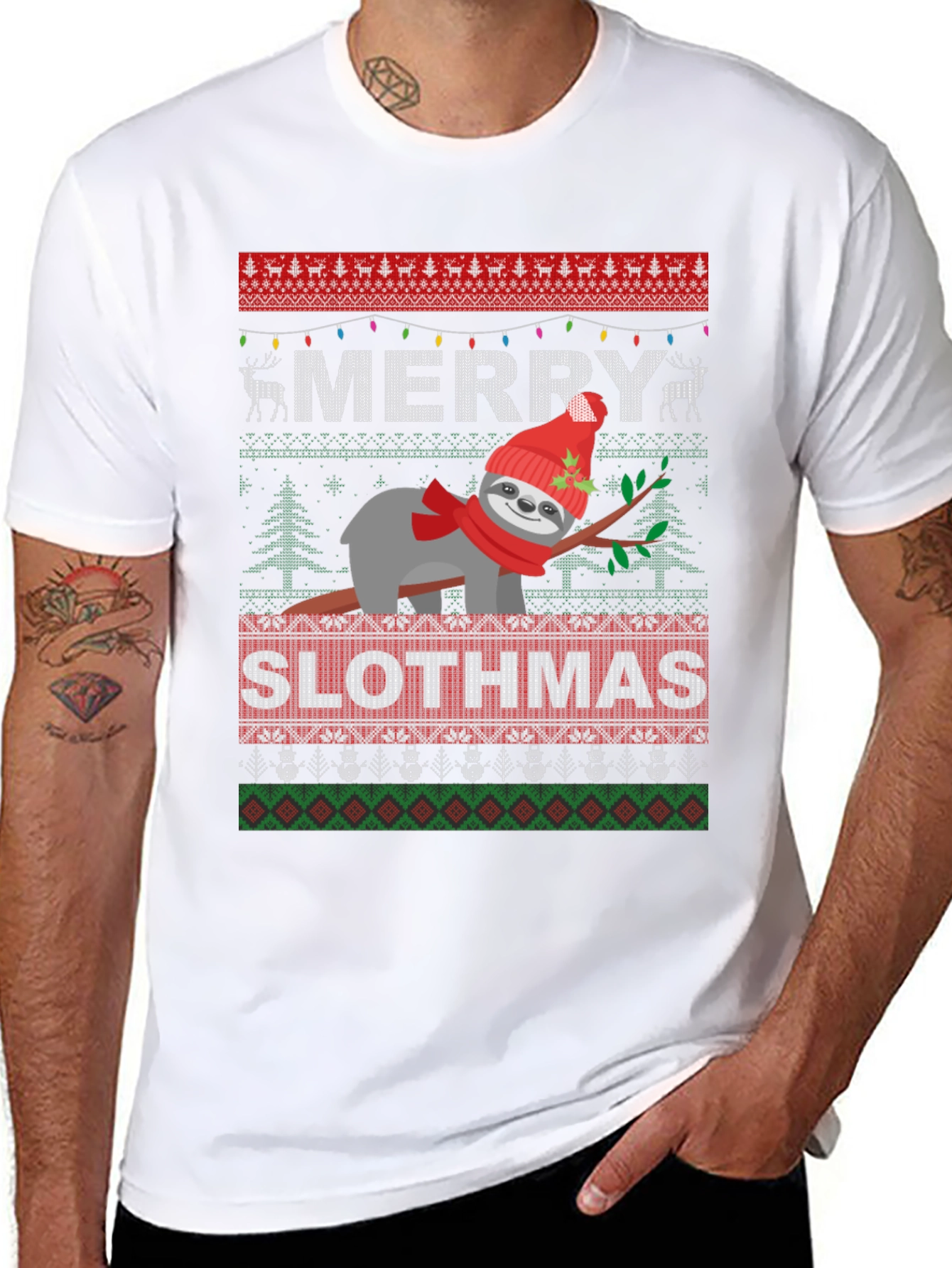 Merry Slothmas Ugly Christmas T-Shirt