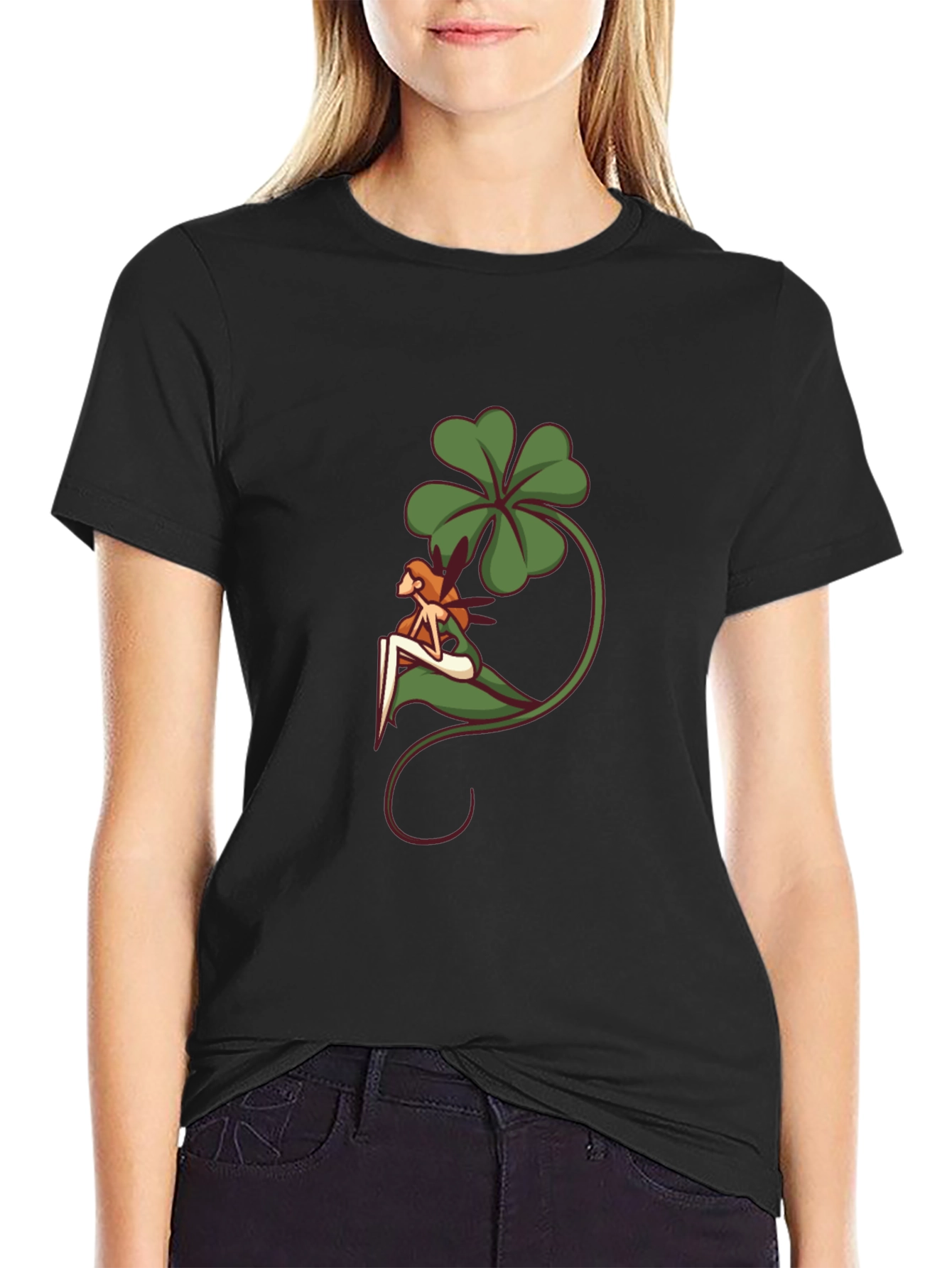 Lucky Fairy Graphic T-Shirt - Black Cotton Tee
