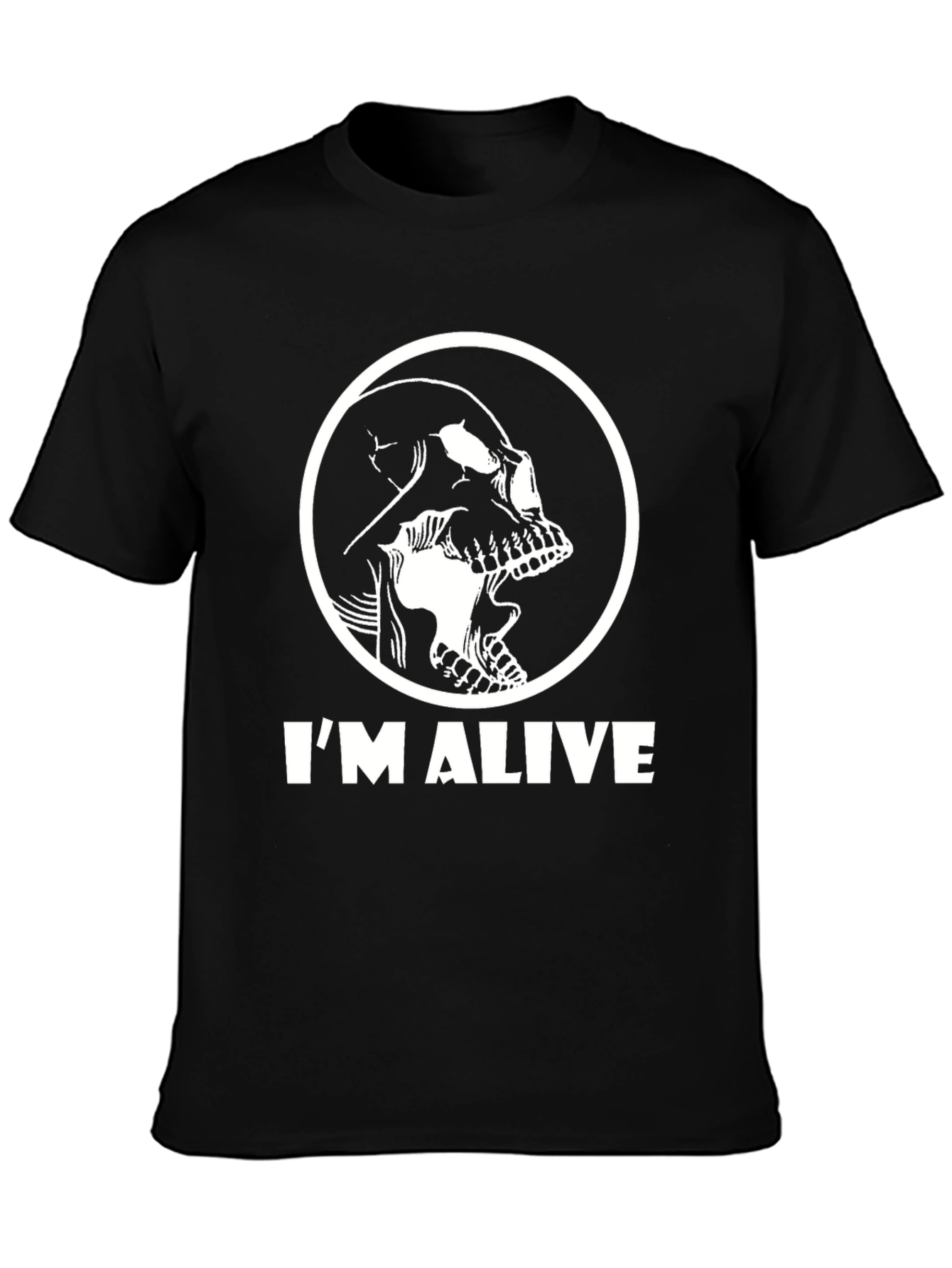 Skull Im Alive Graphic Black T-Shirt