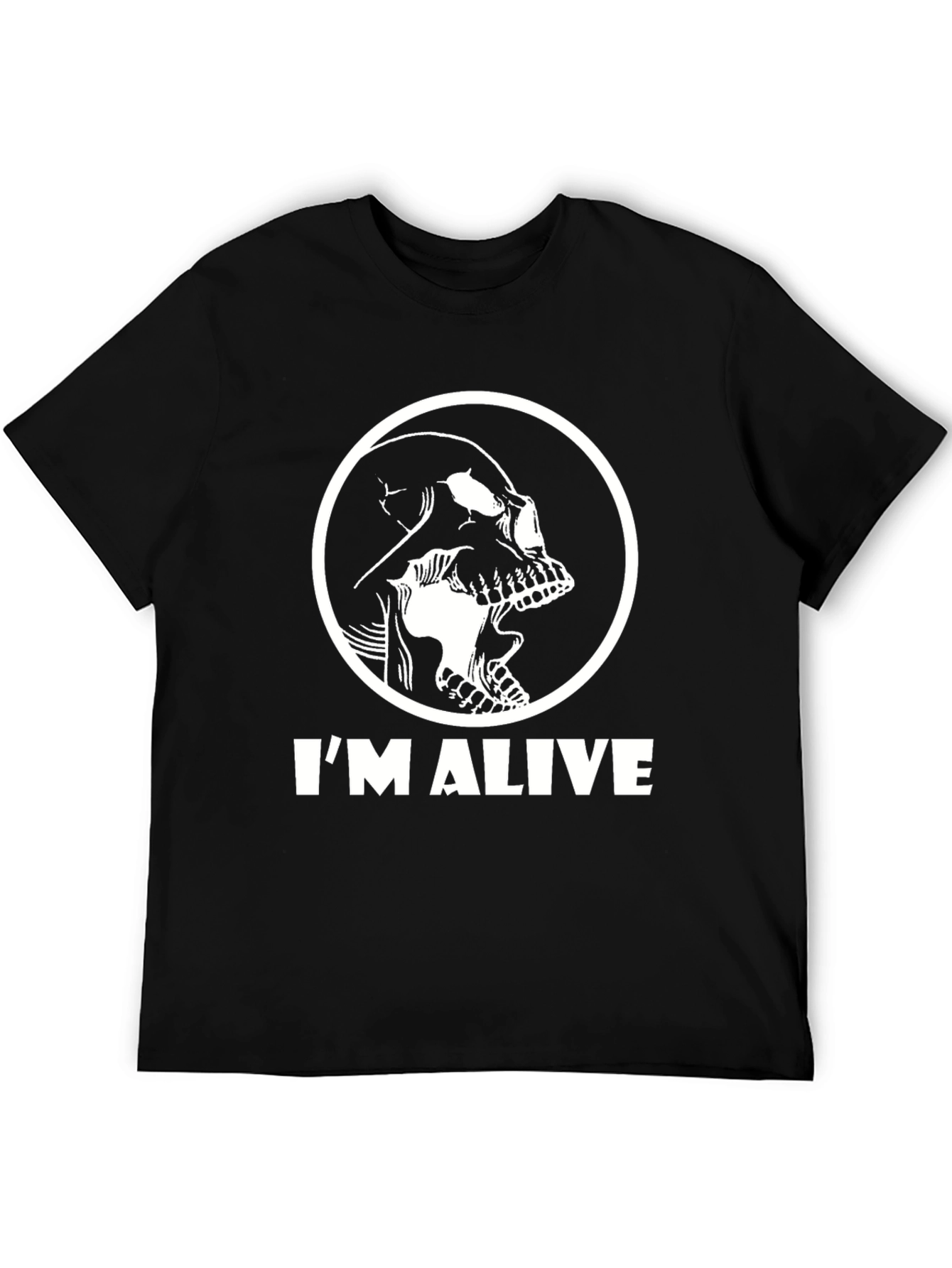 Skull Im Alive Graphic Black T-Shirt
