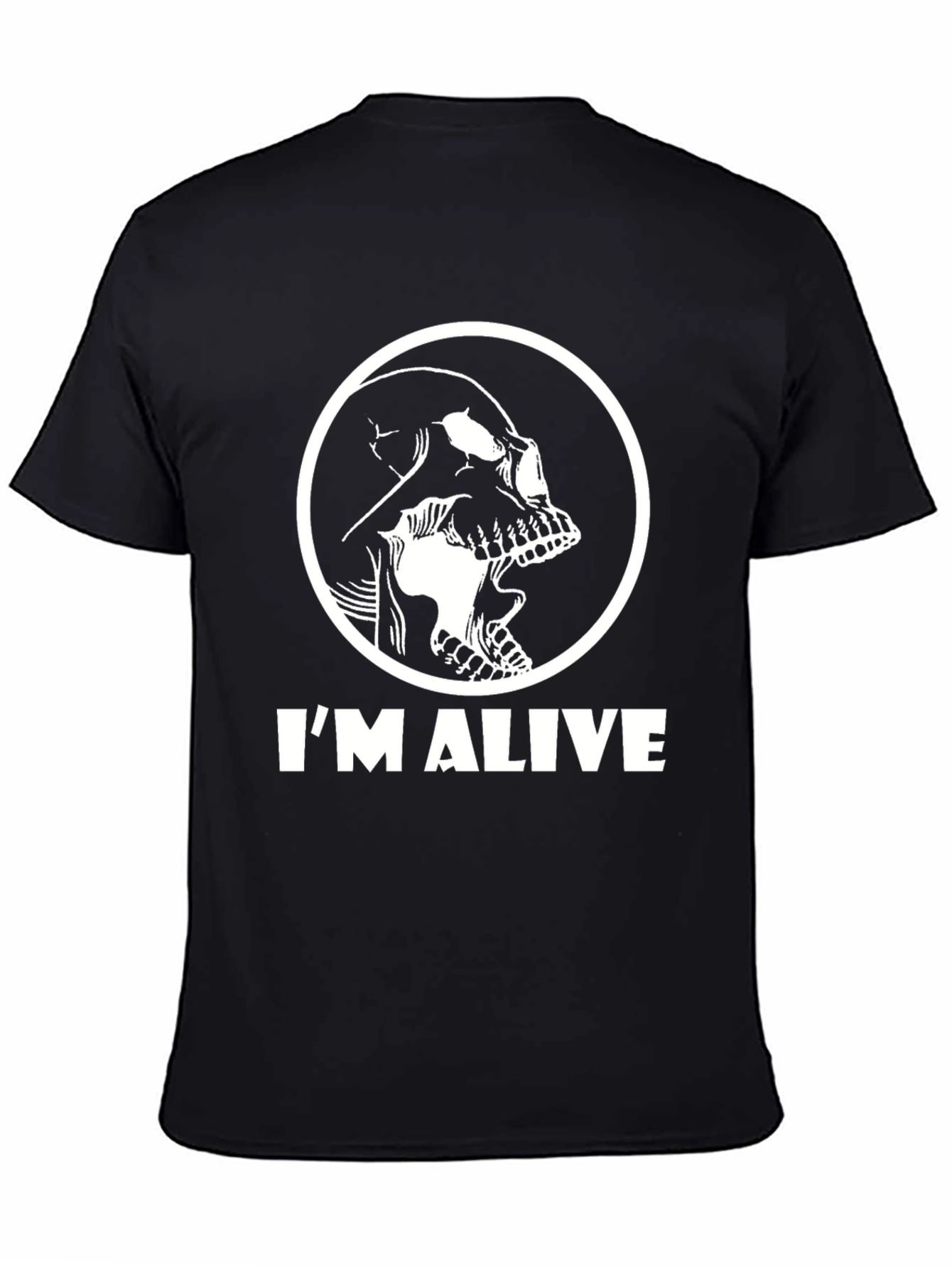Skull Im Alive Graphic Black T-Shirt
