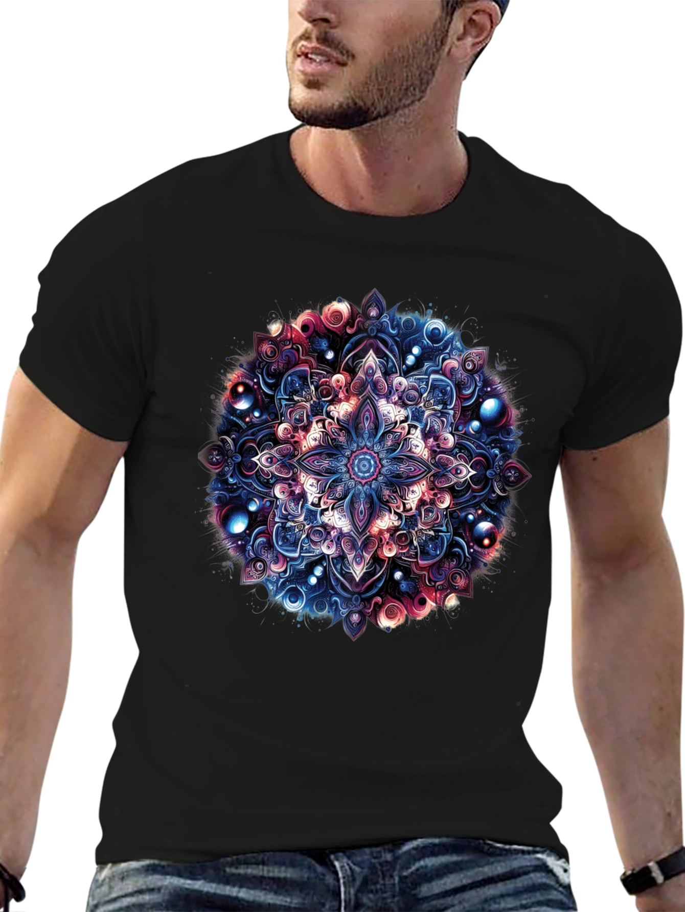Mandala Art Graphic Black T-Shirt