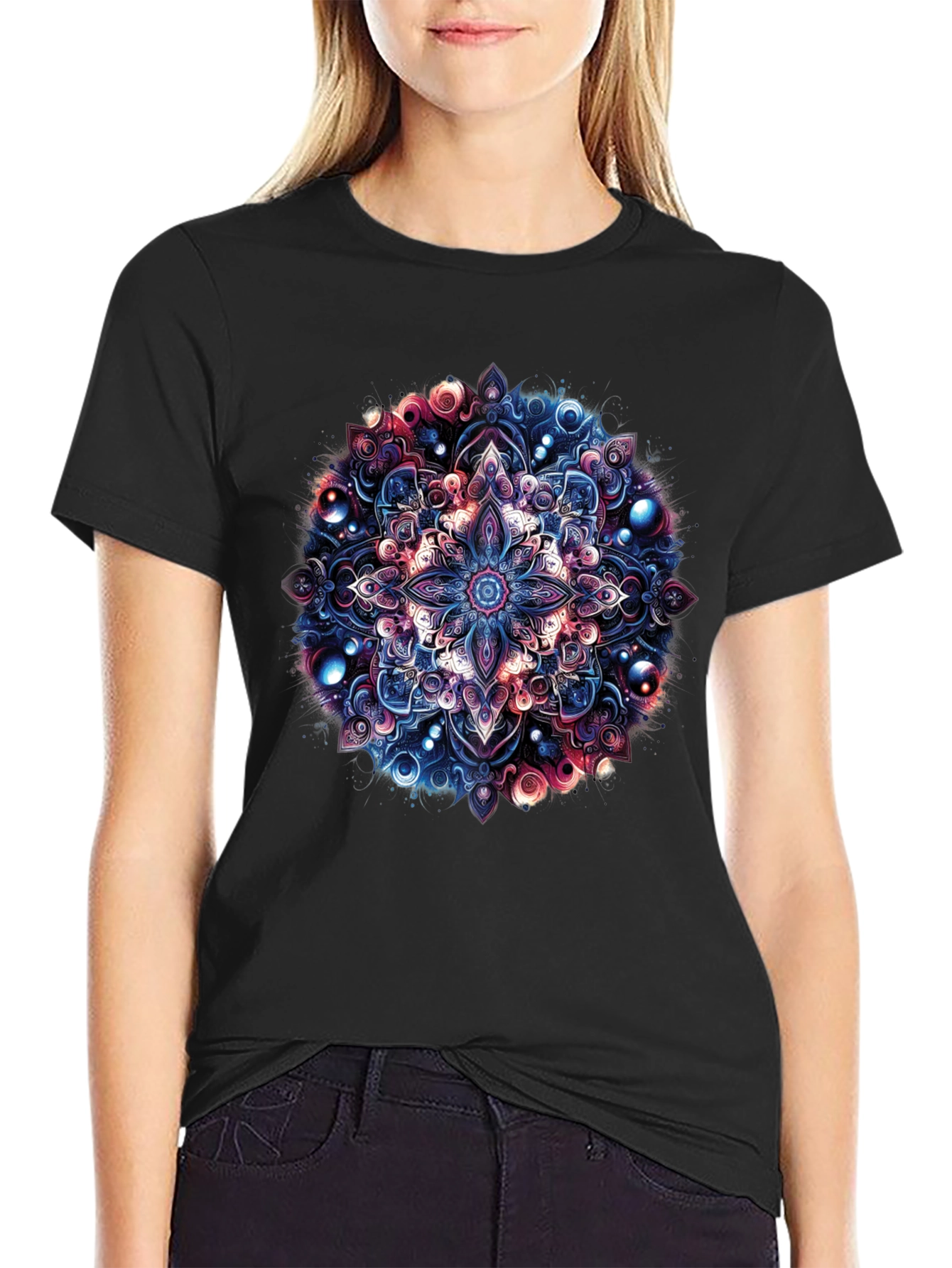 Mandala Art Graphic Black T-Shirt