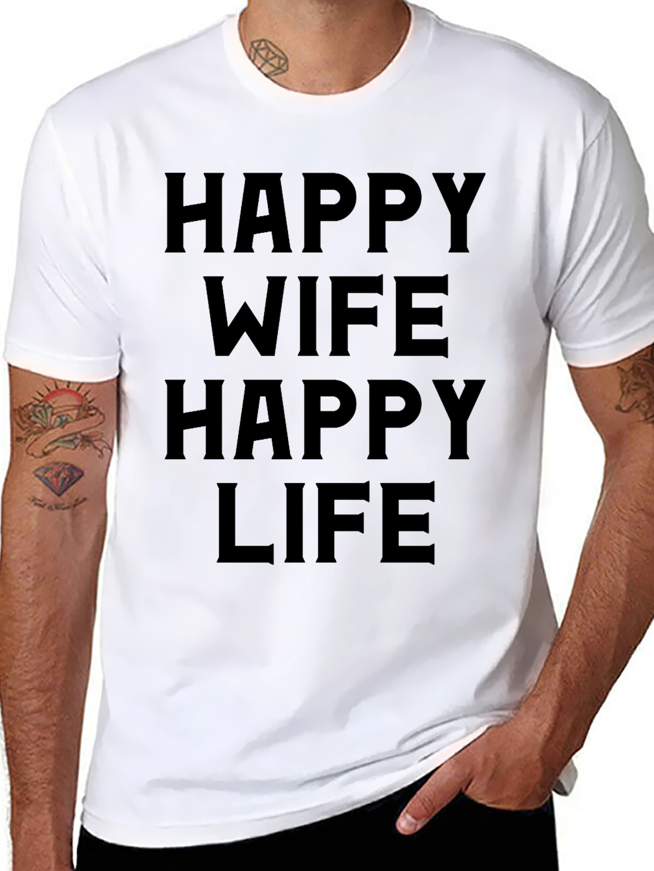Happy Wife Happy Life Black T-Shirt