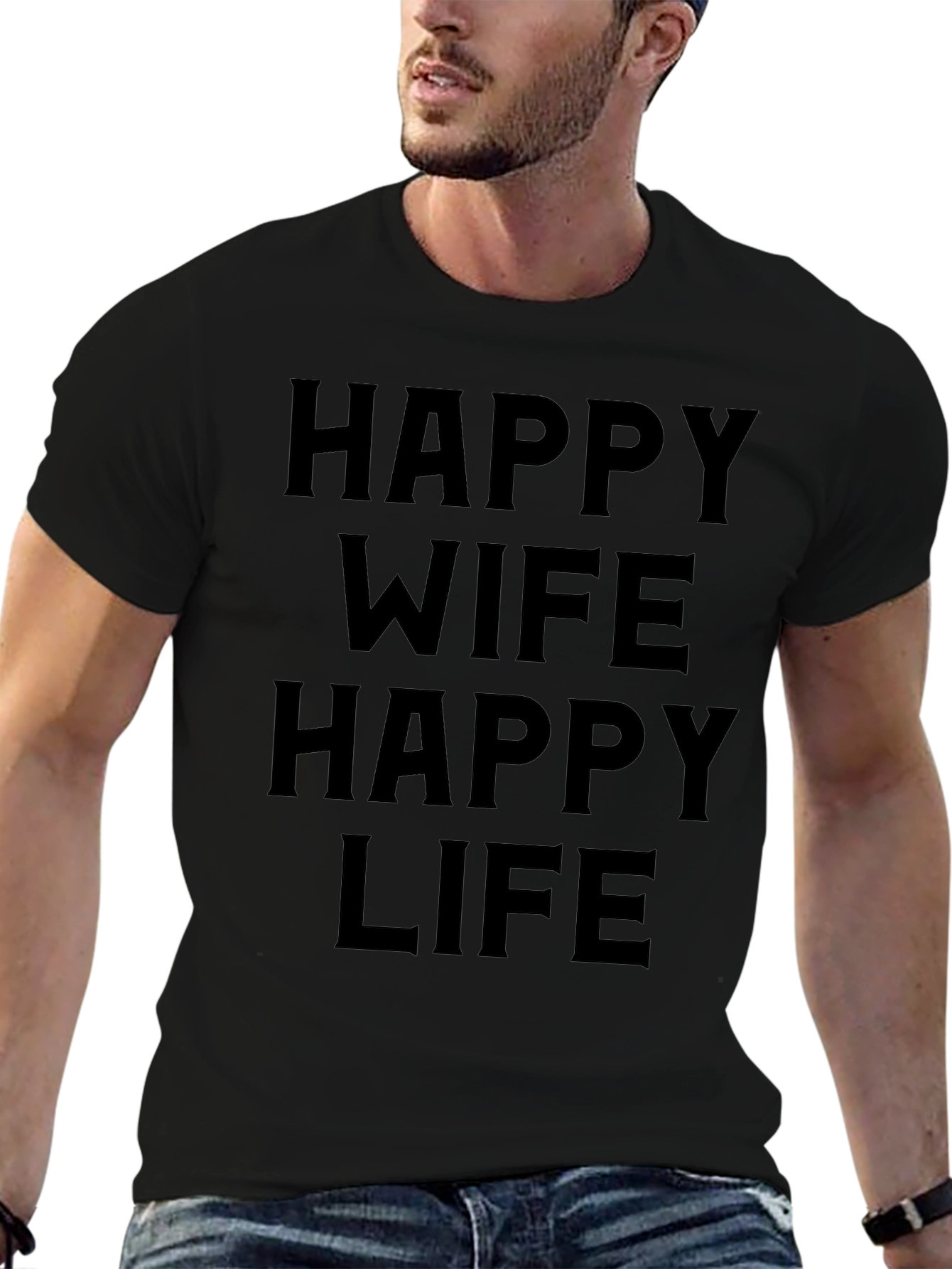 Happy Wife Happy Life Black T-Shirt