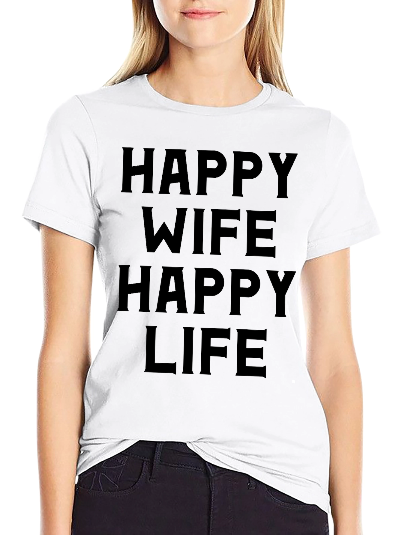 Happy Wife Happy Life Black T-Shirt