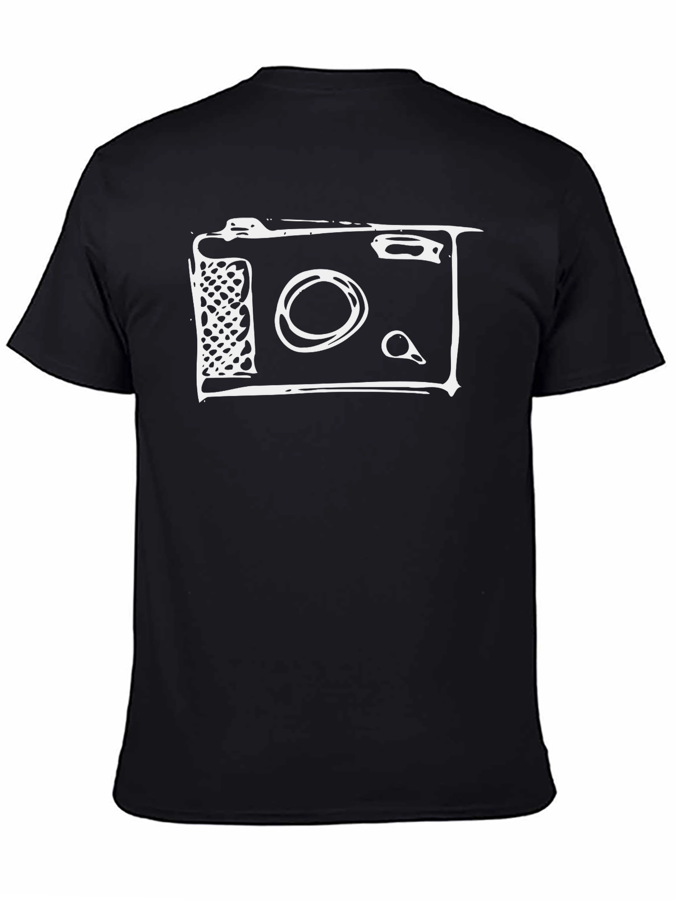 Retro Camera Graphic Tee - Black Cotton