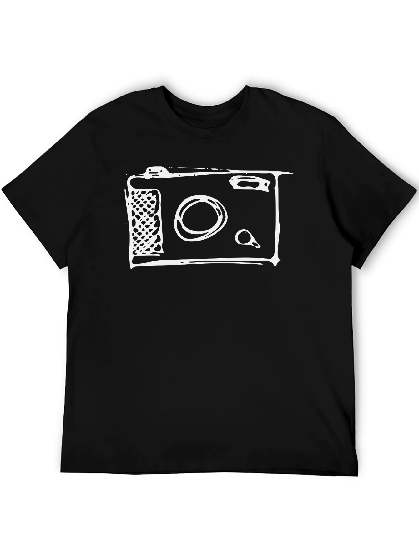 Retro Camera Graphic Tee - Black Cotton
