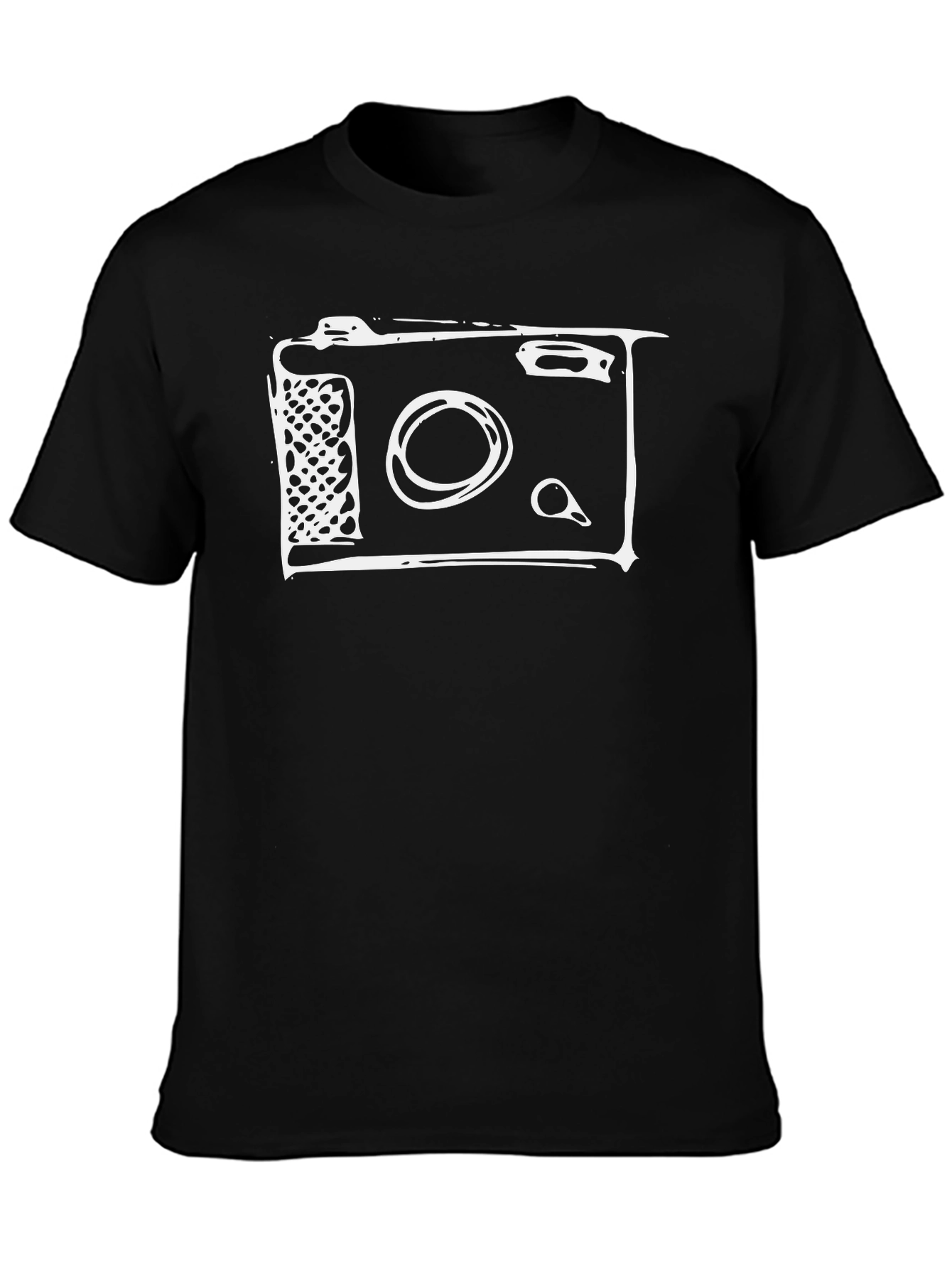 Retro Camera Graphic Tee - Black Cotton