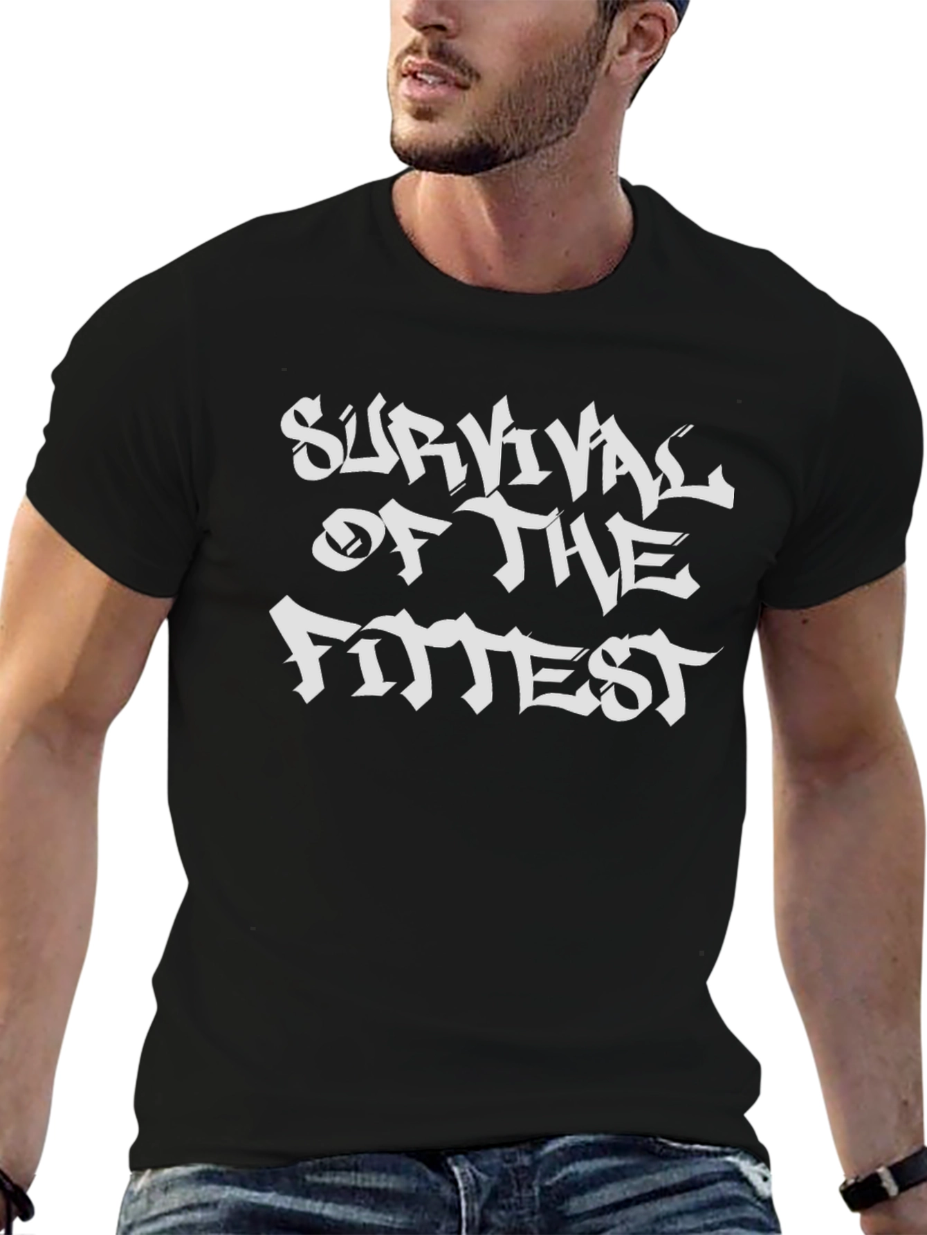 Survival of the Fittest Black Graphic Tee