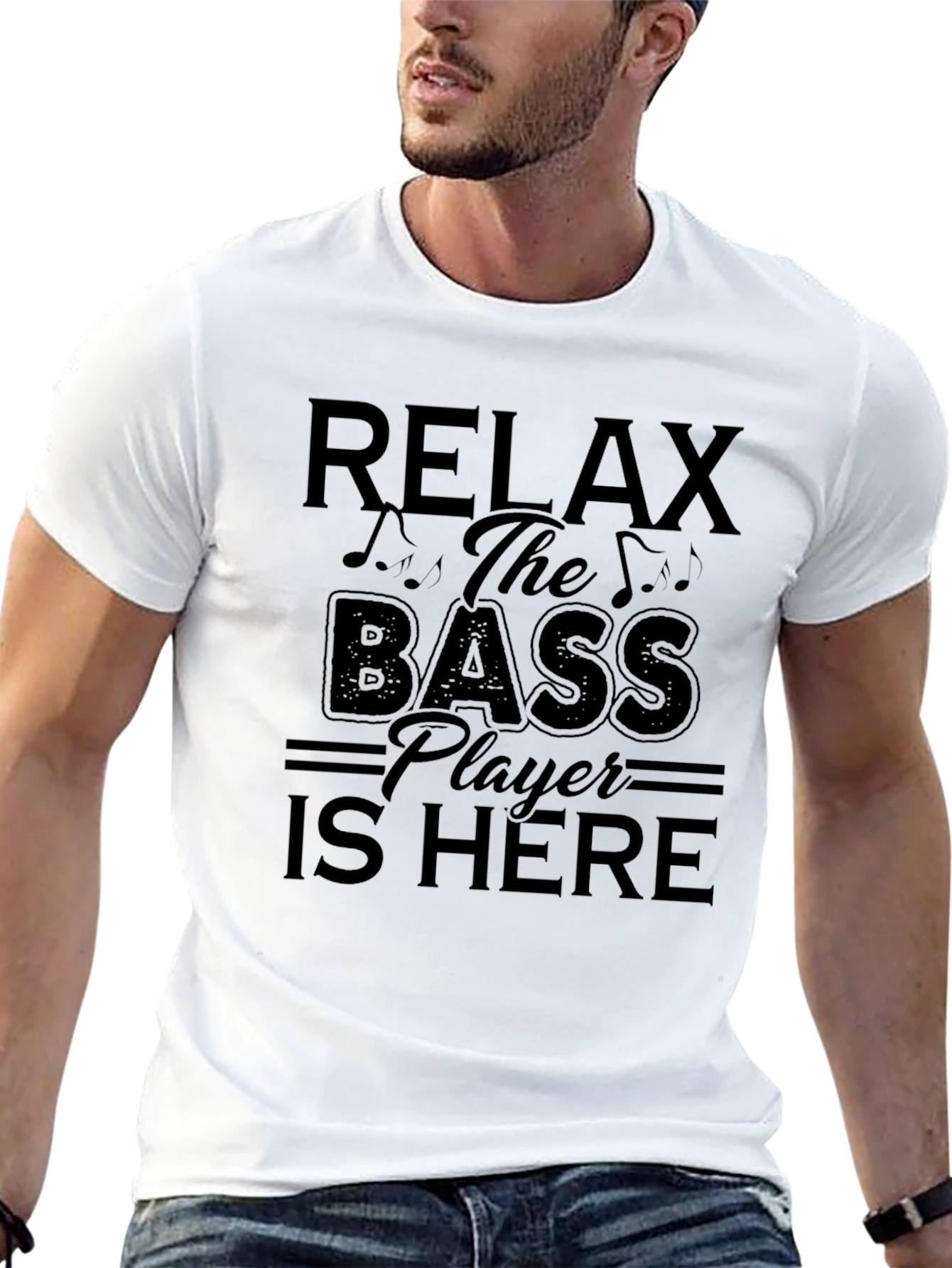 Relax Bass Player Here Black Graphic Tee