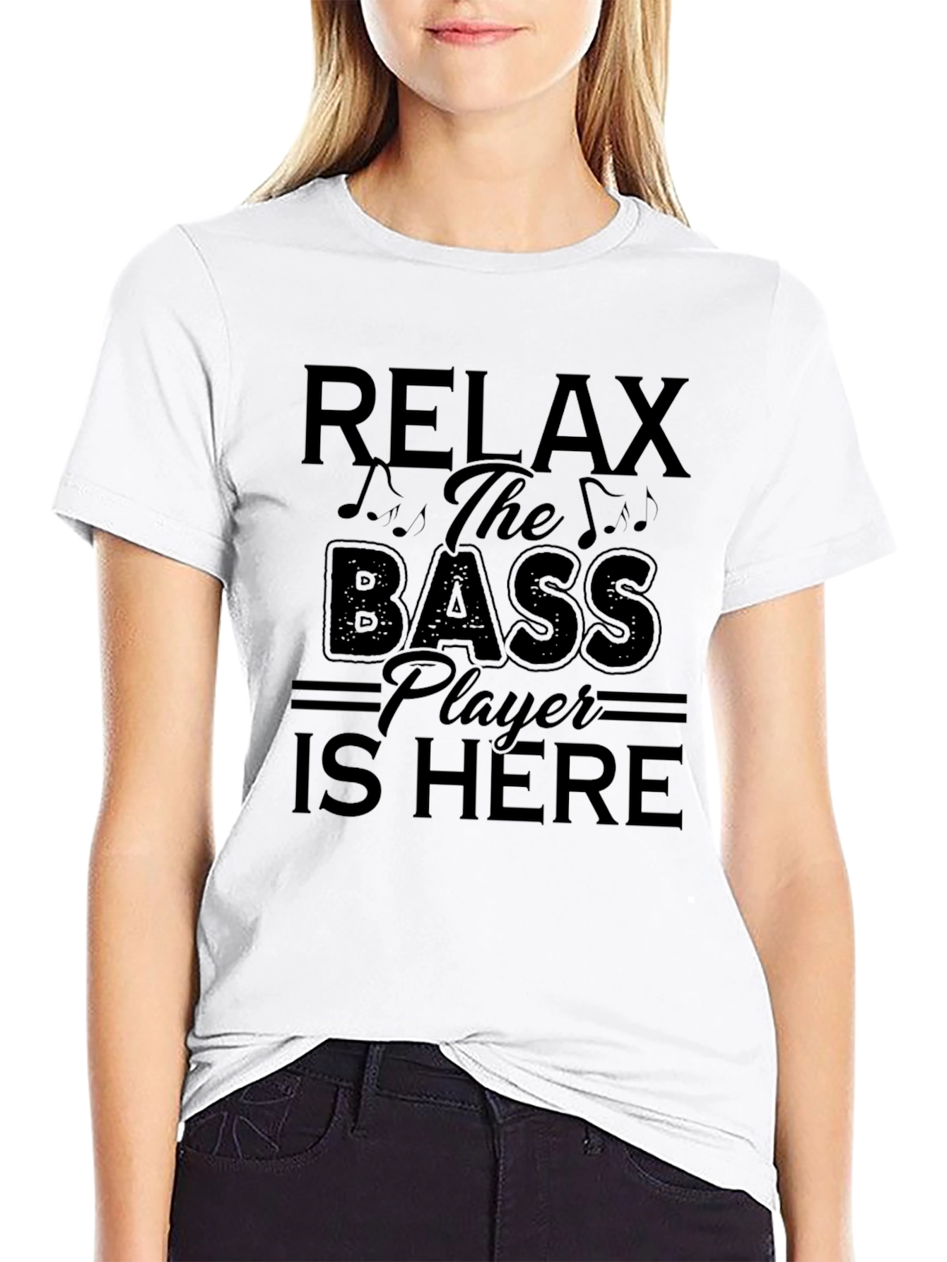 Relax Bass Player Here Black Graphic Tee