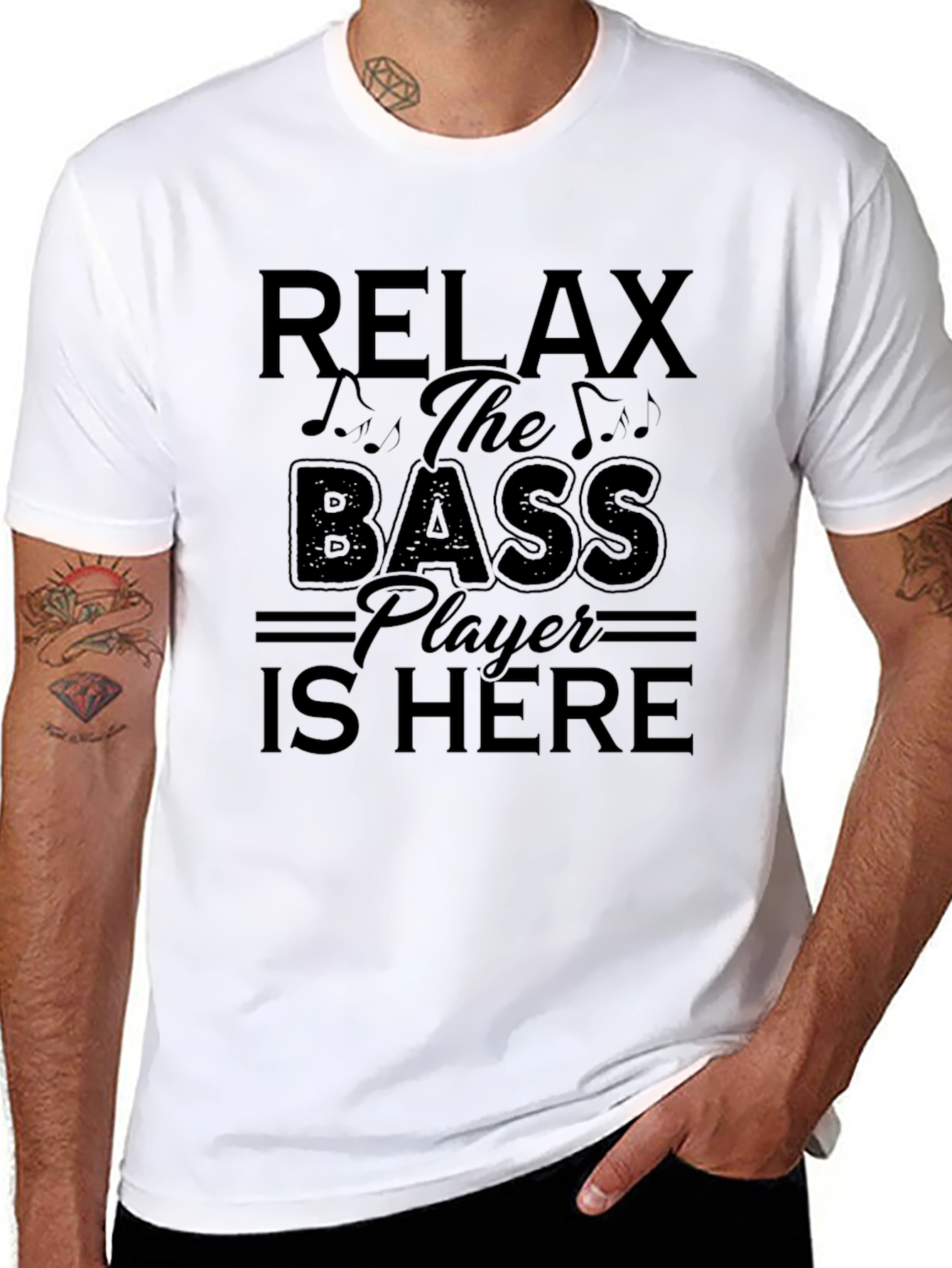 Relax Bass Player Here Black Graphic Tee