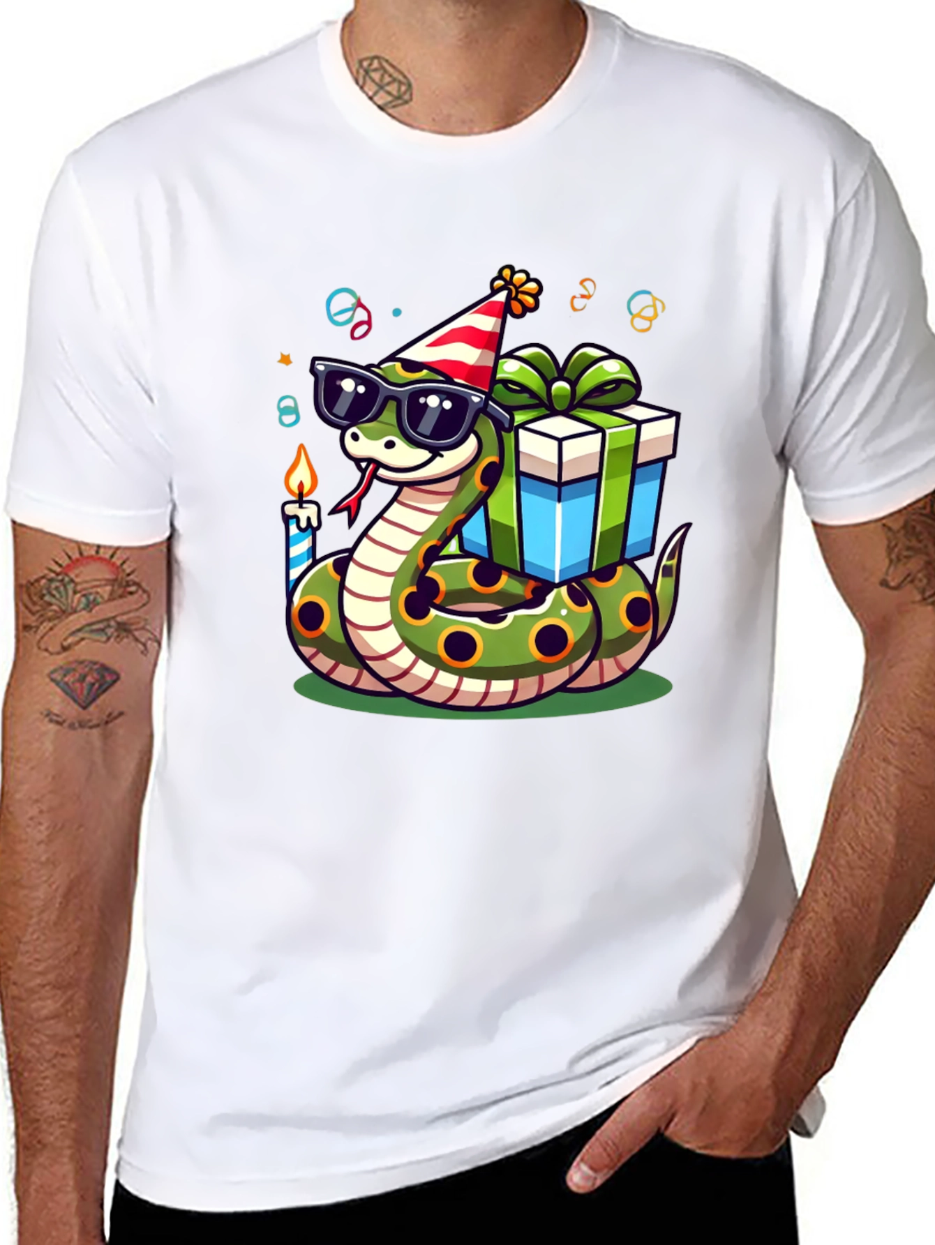 Birthday Snake T-Shirt: Party Reptile in Shades