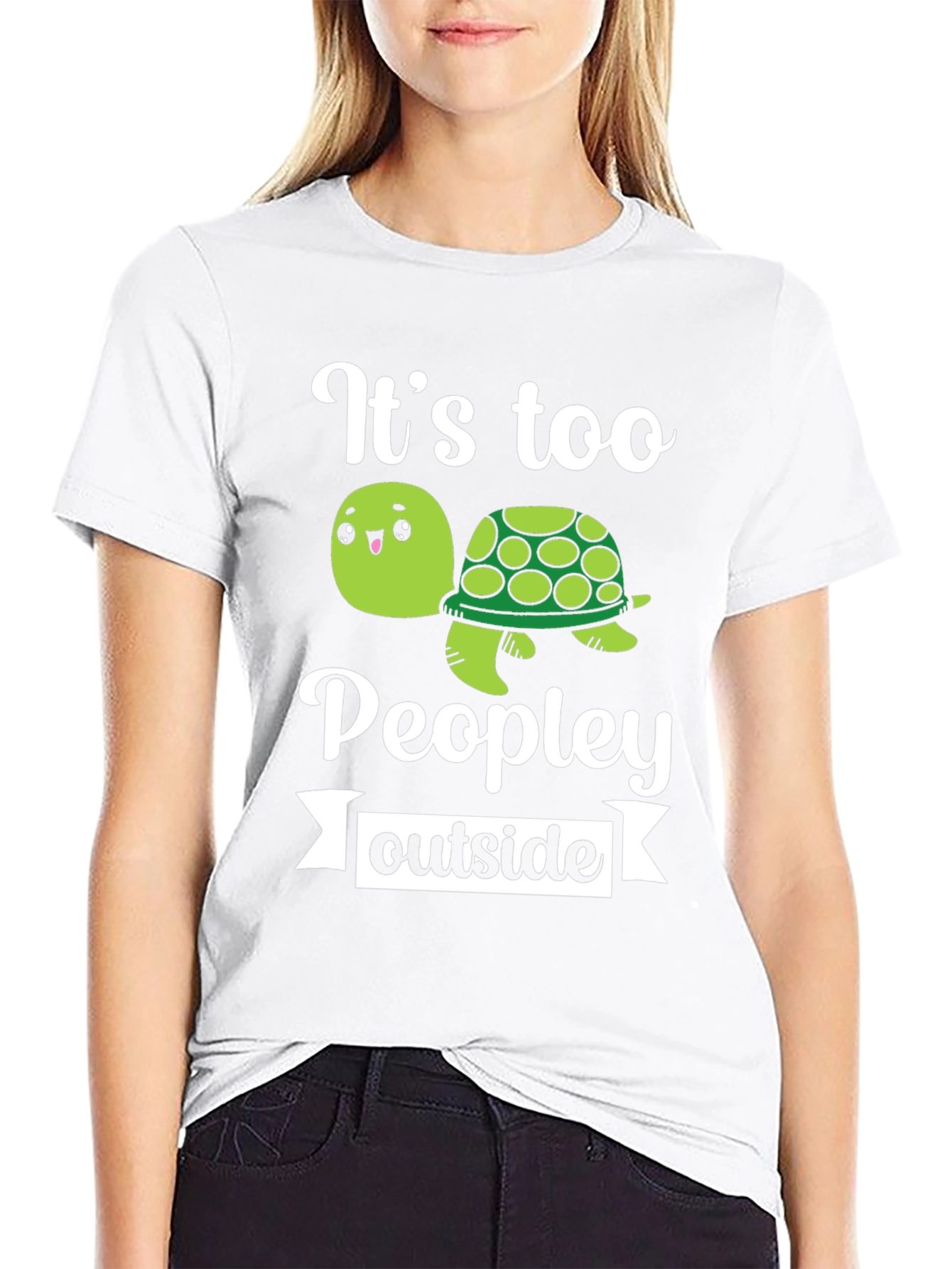 Its Too Peopley Outside Funny Turtle Graphic T-Shirt