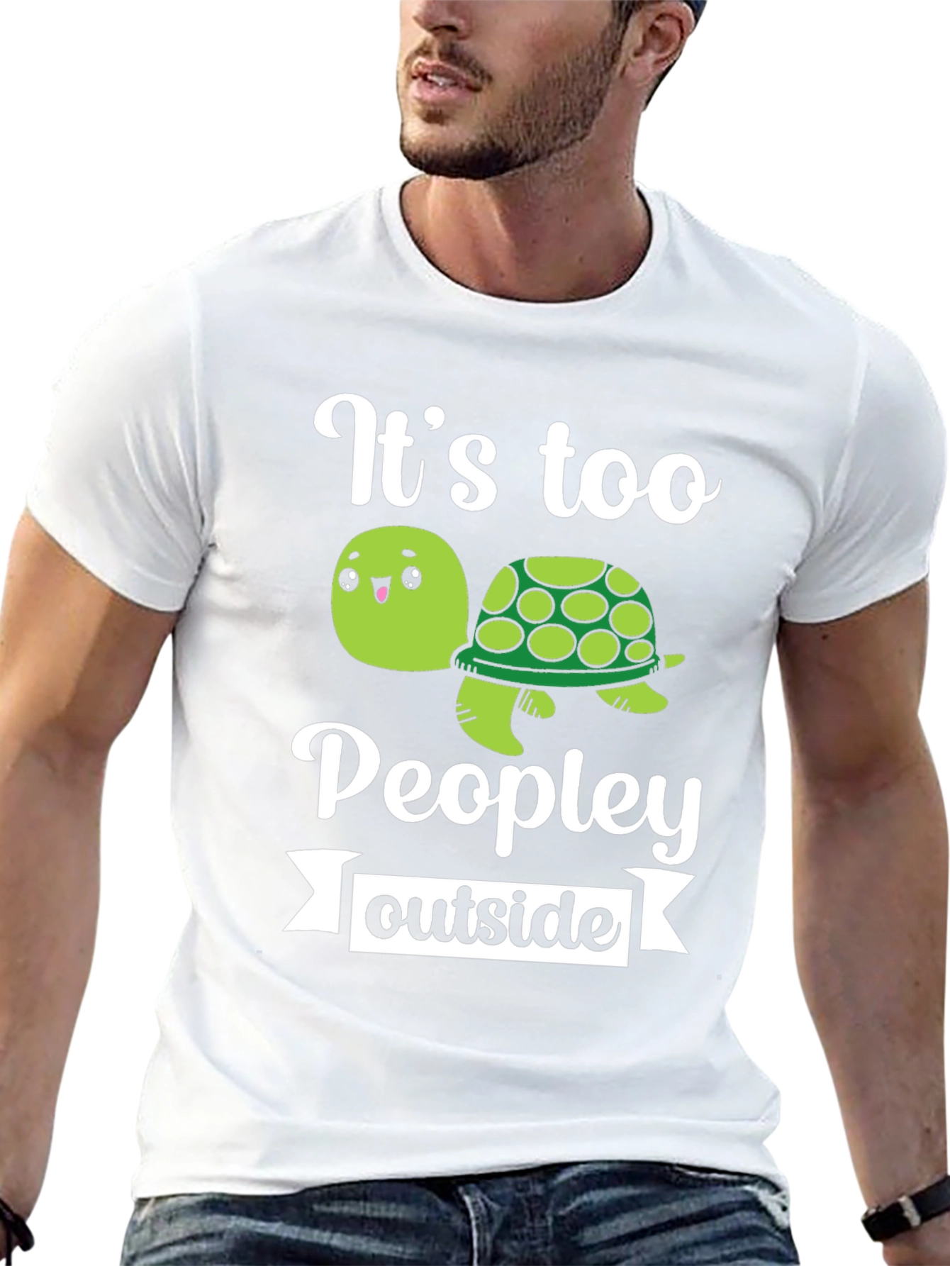 Its Too Peopley Outside Funny Turtle Graphic T-Shirt