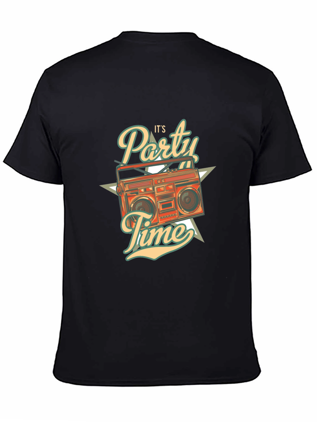 Retro Party Time Graphic T-Shirt - Black