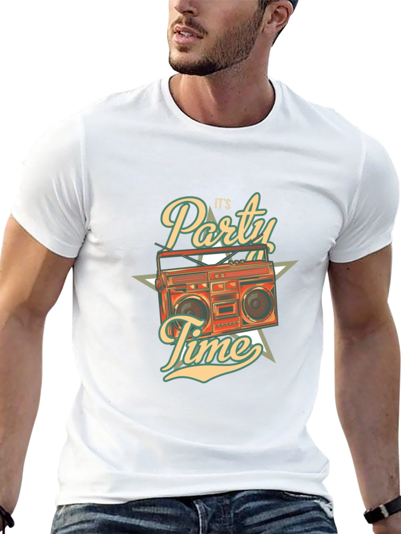 Retro Party Time Graphic T-Shirt - Black
