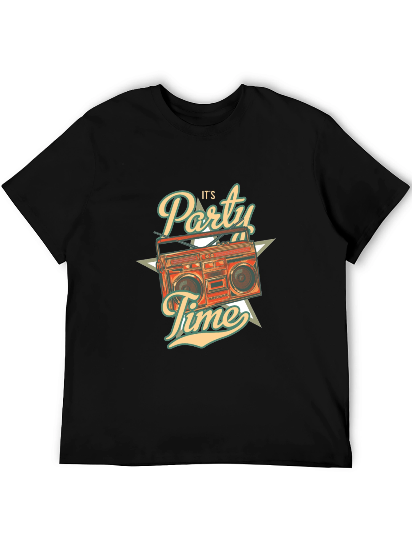 Retro Party Time Graphic T-Shirt - Black
