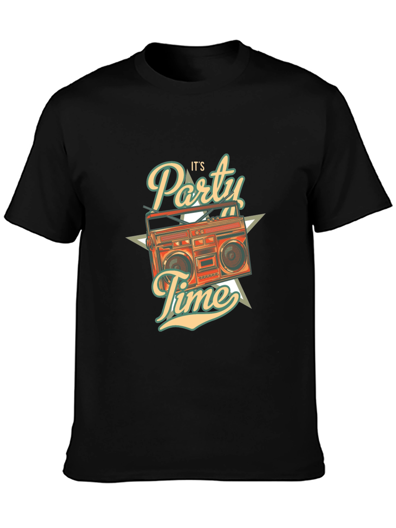 Retro Party Time Graphic T-Shirt - Black