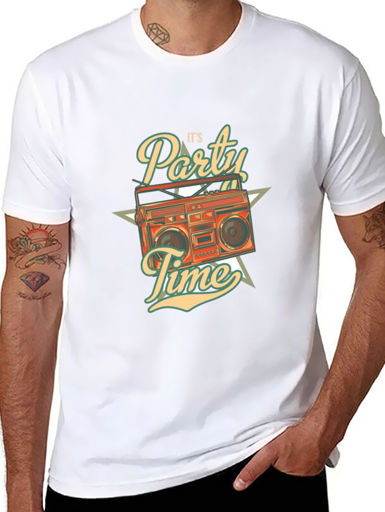 Retro Party Time Graphic T-Shirt - Black