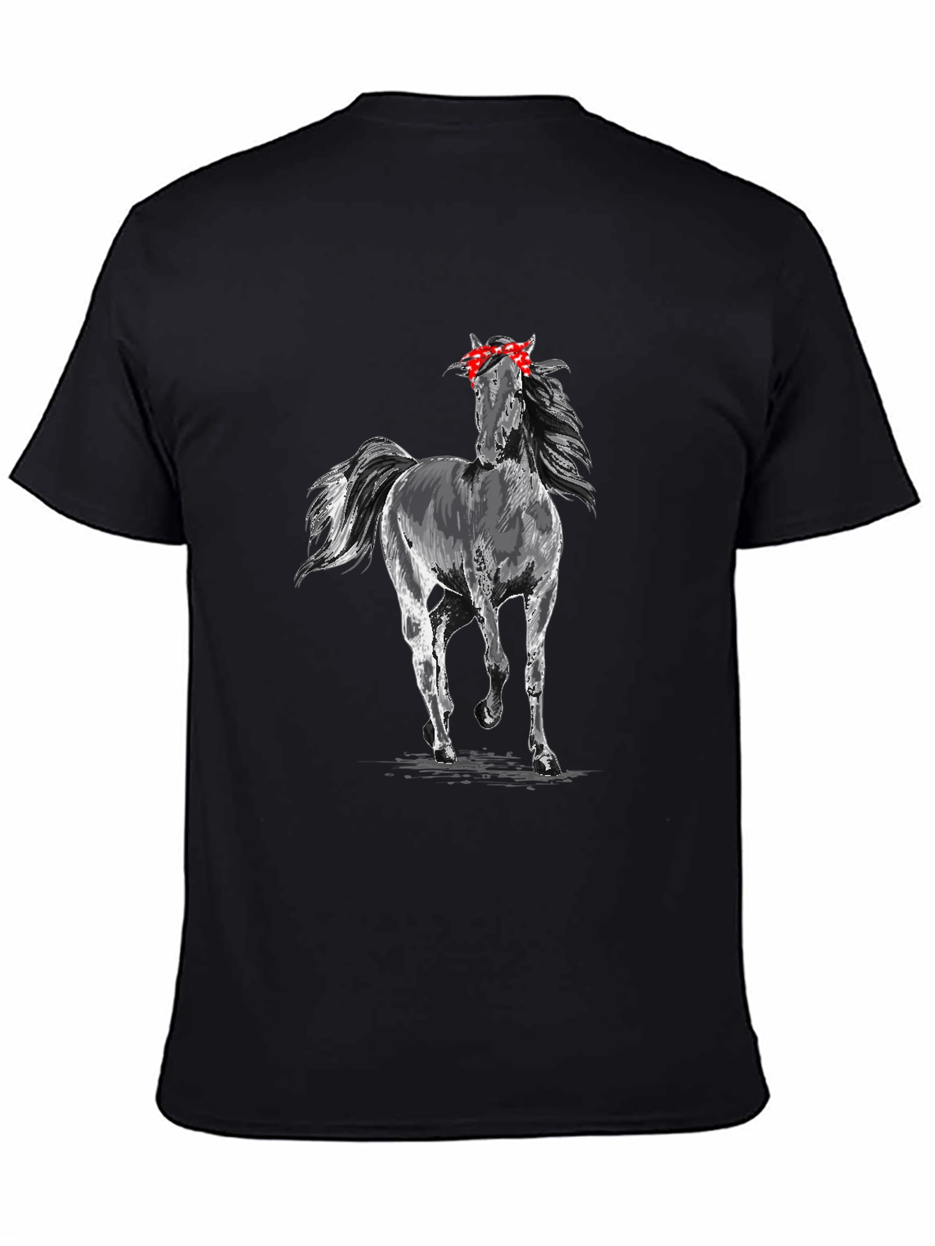 Horse Bandana Mens Black T-Shirt
