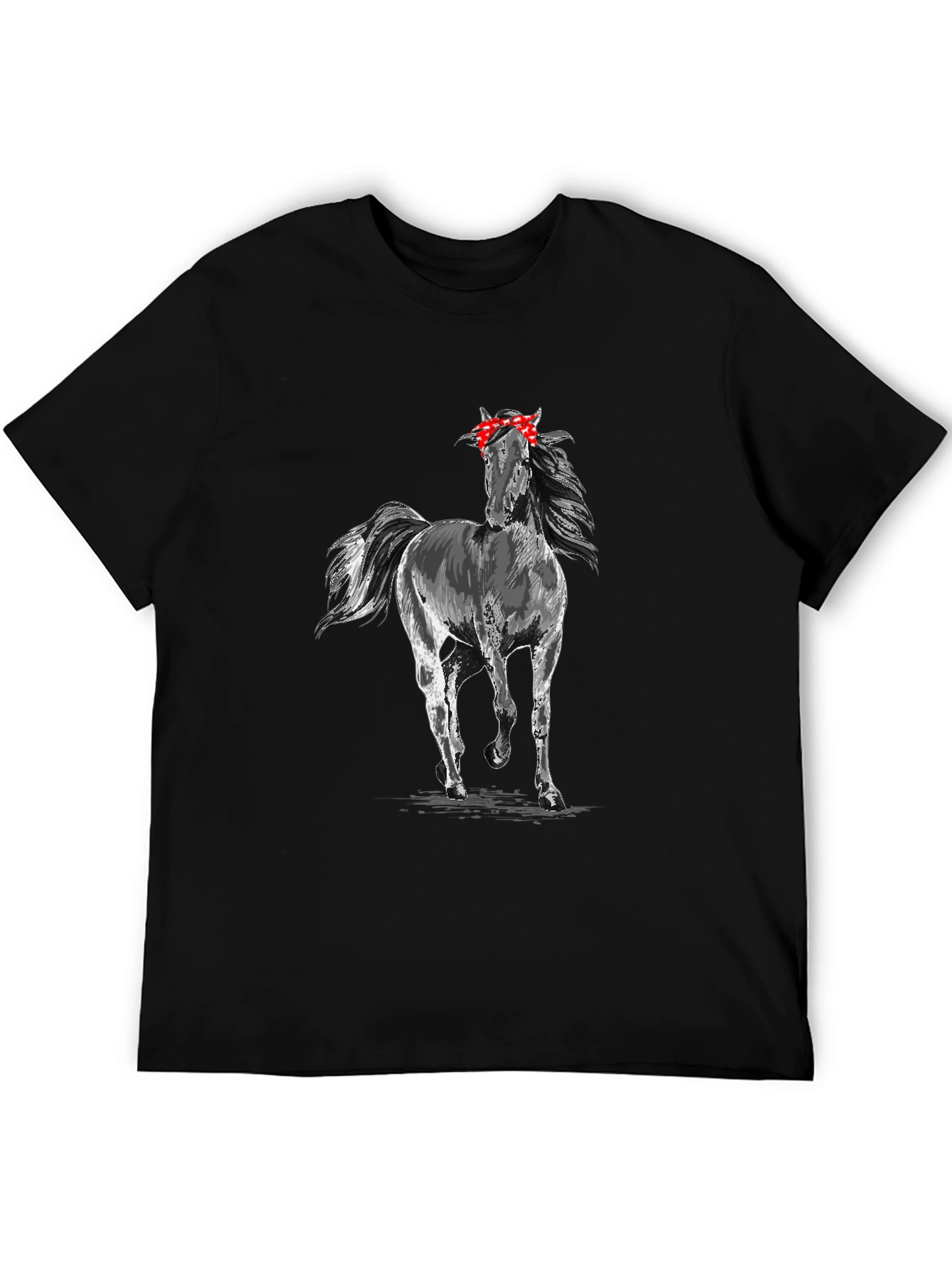 Horse Bandana Mens Black T-Shirt