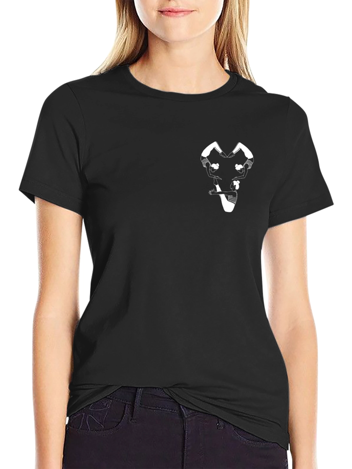 Black T-Shirt with Unique Yoga Figure Design
