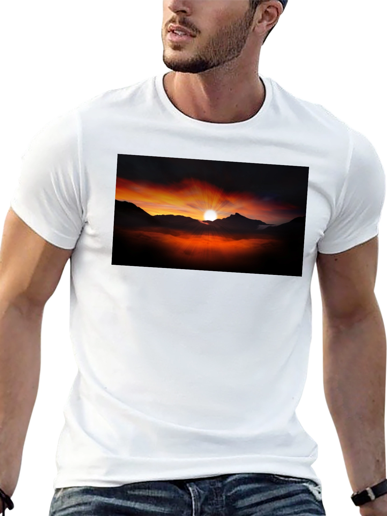 Sunset Mountain Graphic Black Tee
