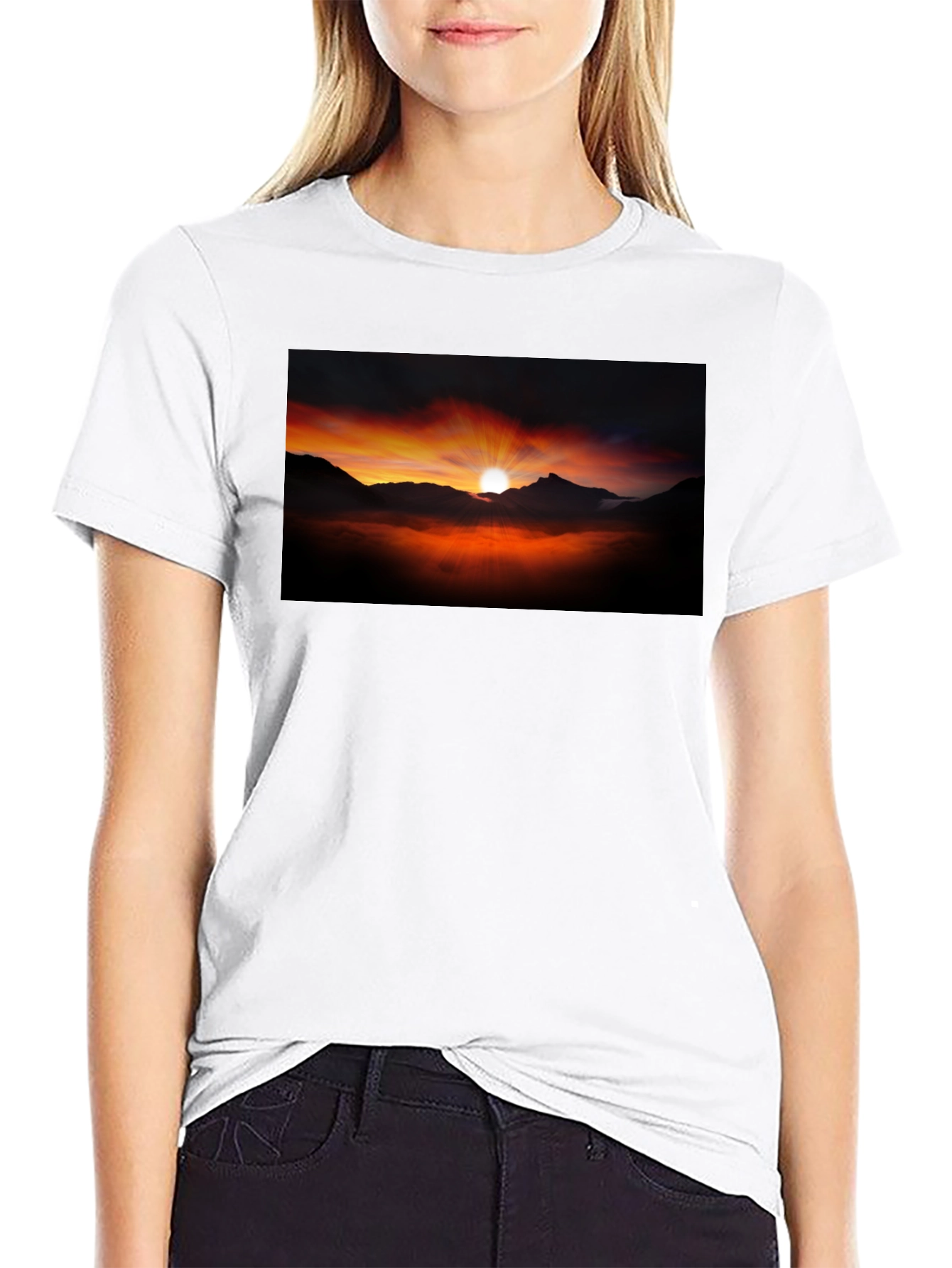 Sunset Mountain Graphic Black Tee