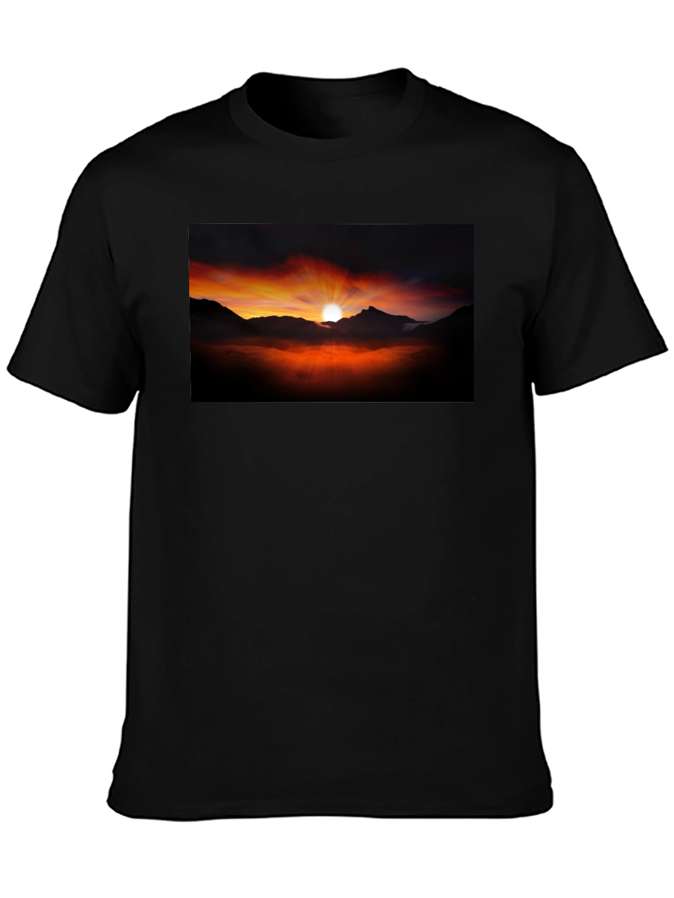 Sunset Mountain Graphic Black Tee