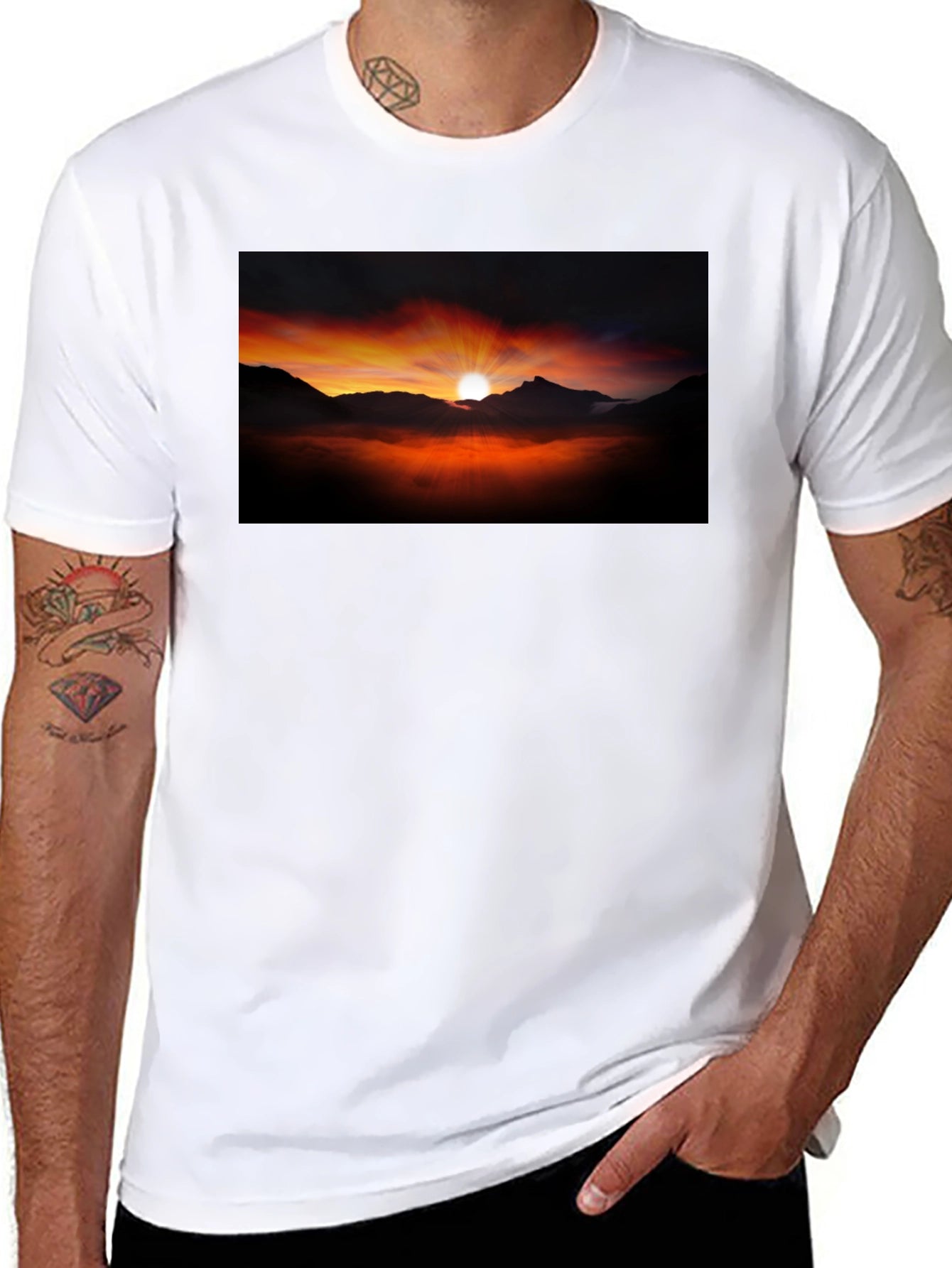 Sunset Mountain Graphic Black Tee