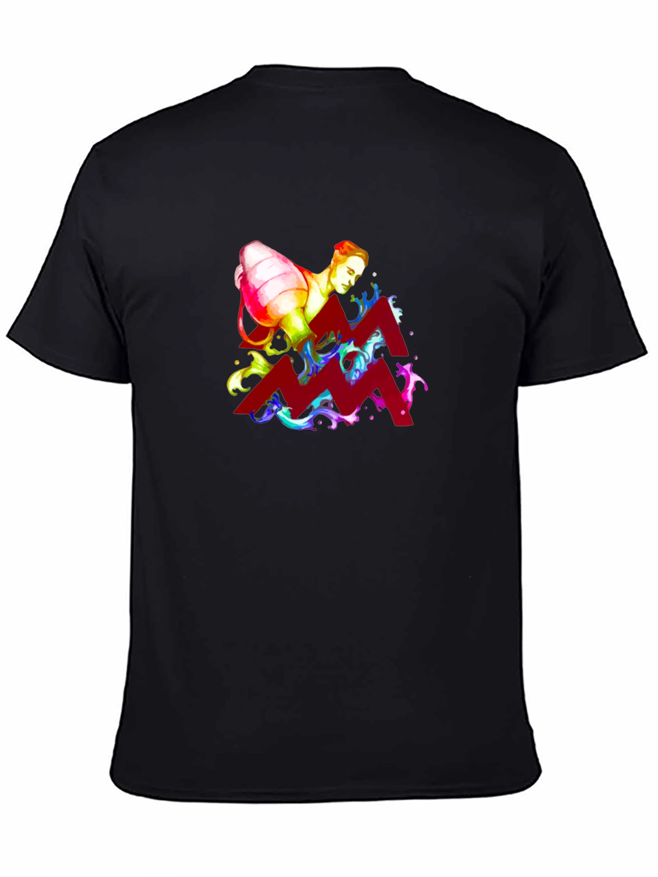 Aquarius Zodiac Graphic Tee - Black Cotton Shirt