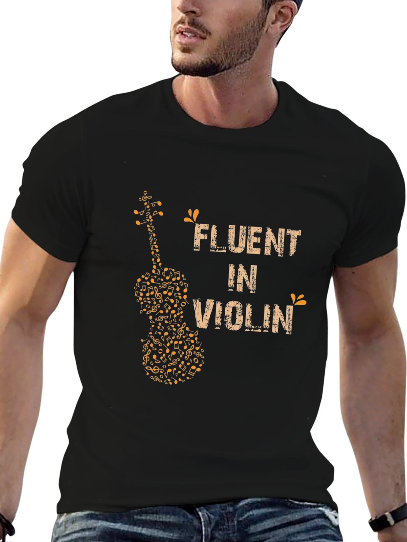 Fluent in Violin Music Notes Graphic Tee