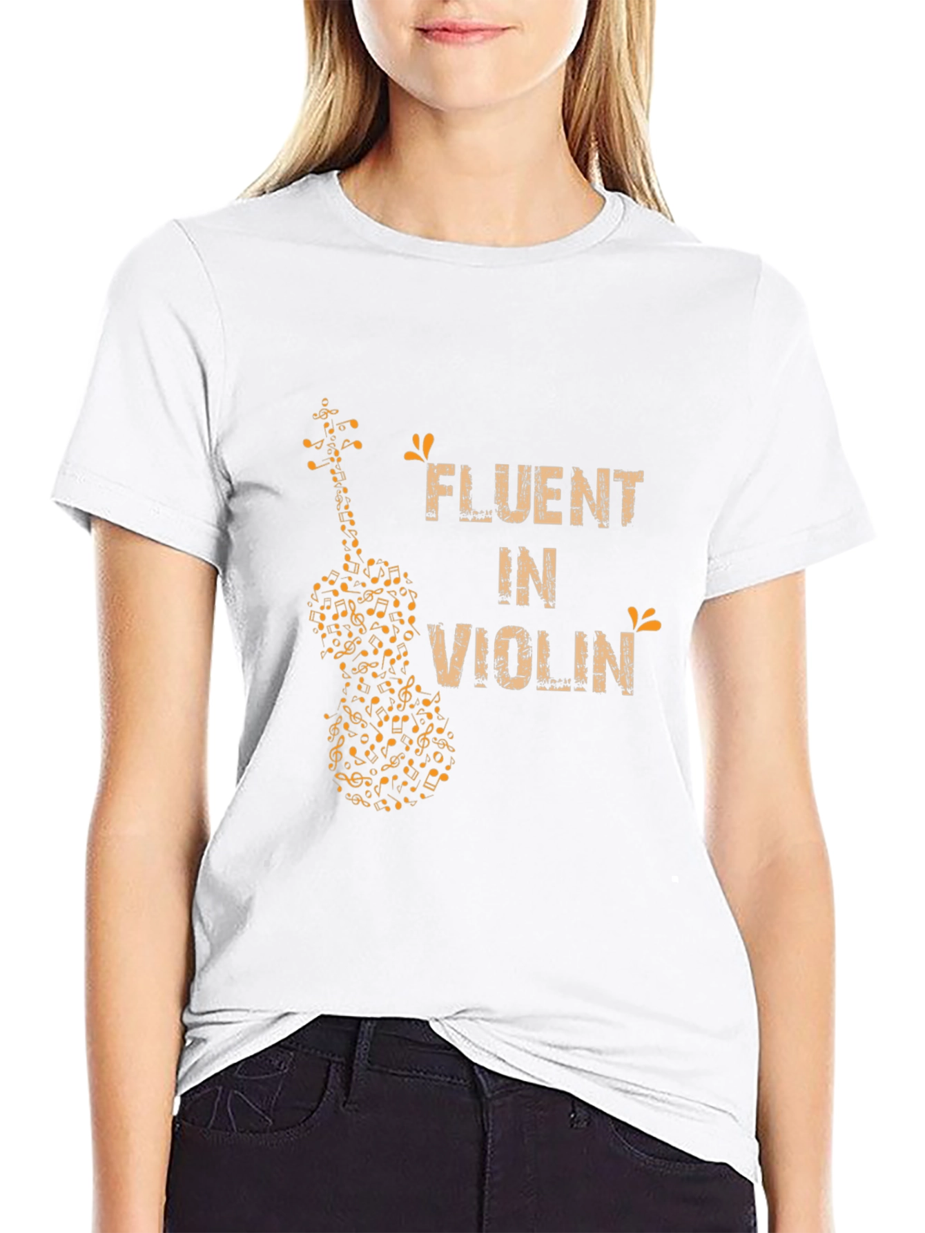 Fluent in Violin Music Notes Graphic Tee