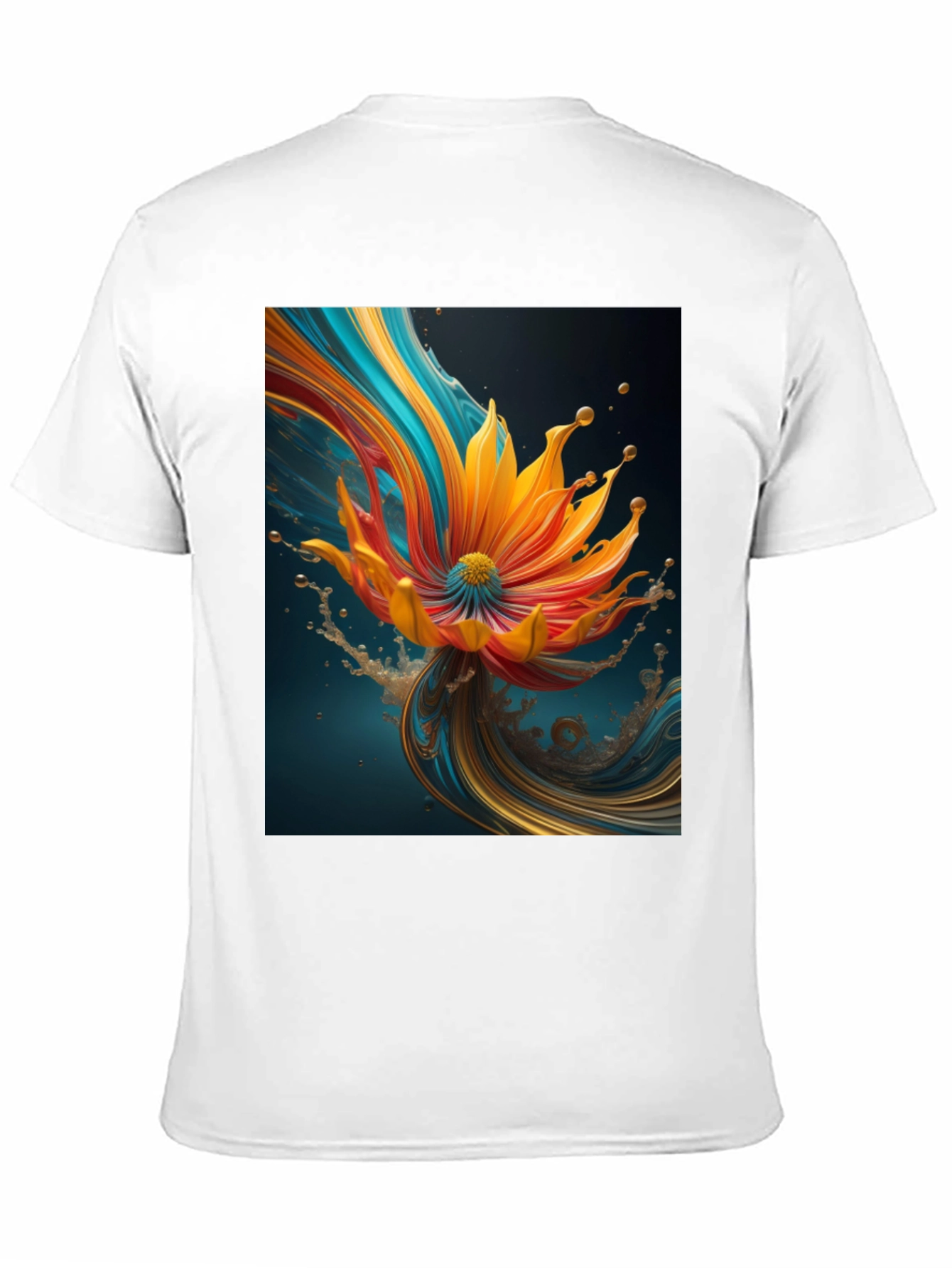 Abstract Floral Print Black Tee