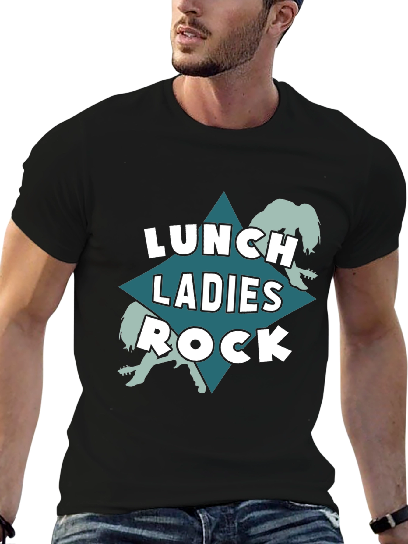 Lunch Ladies Rock T-Shirt - Black Crew Neck Tee
