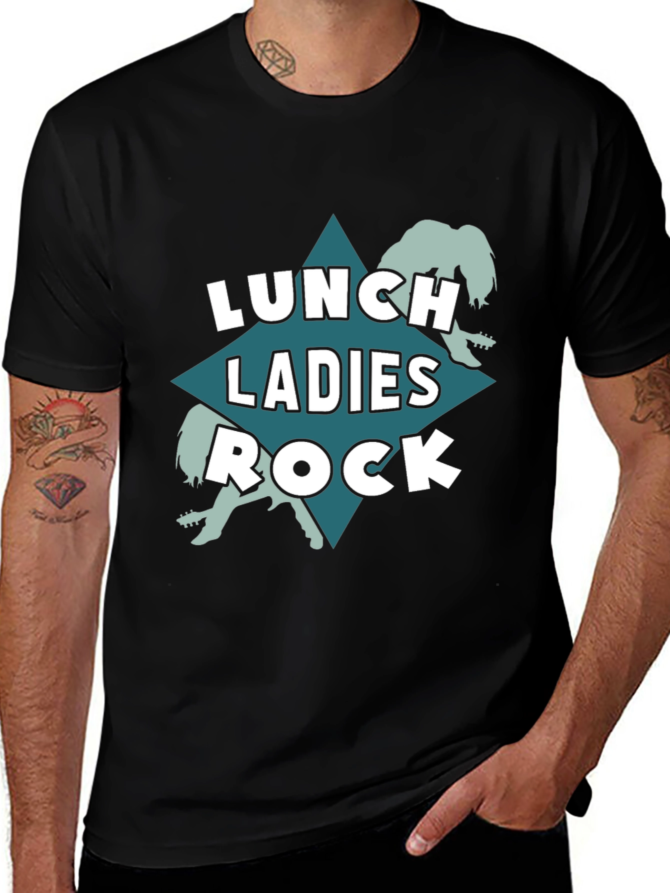 Lunch Ladies Rock T-Shirt - Black Crew Neck Tee