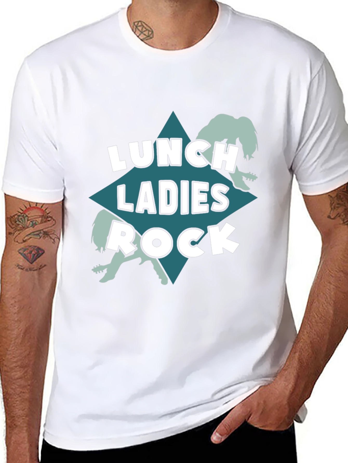 Lunch Ladies Rock T-Shirt - Black Crew Neck Tee