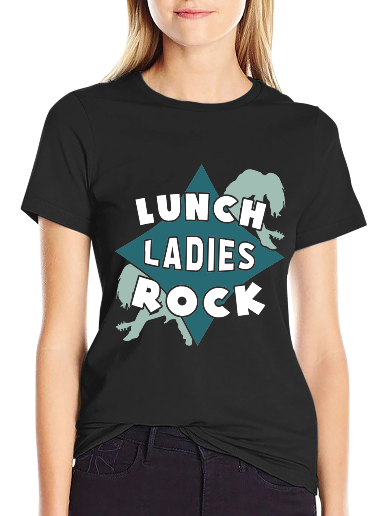 Lunch Ladies Rock T-Shirt - Black Crew Neck Tee