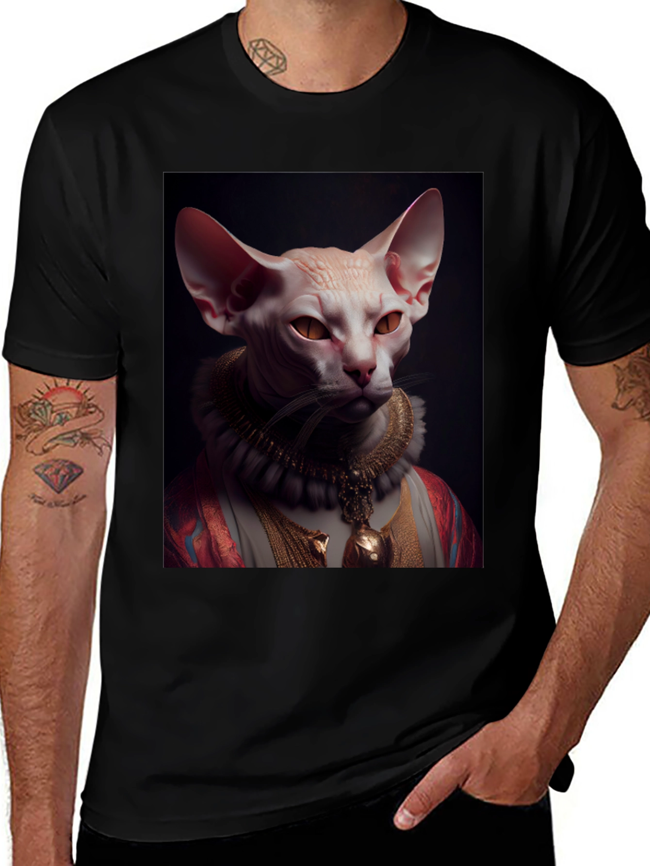 Sphynx Cat Portrait T-Shirt - Regal Feline Tee