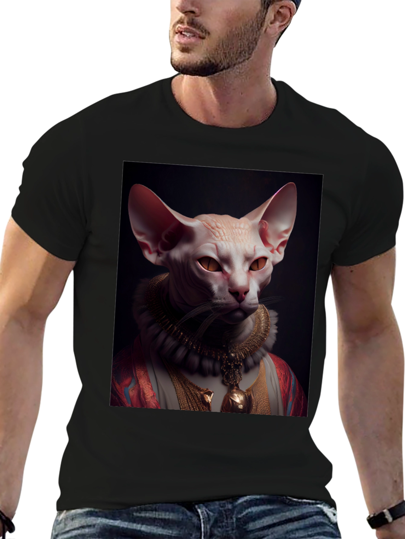 Sphynx Cat Portrait T-Shirt - Regal Feline Tee