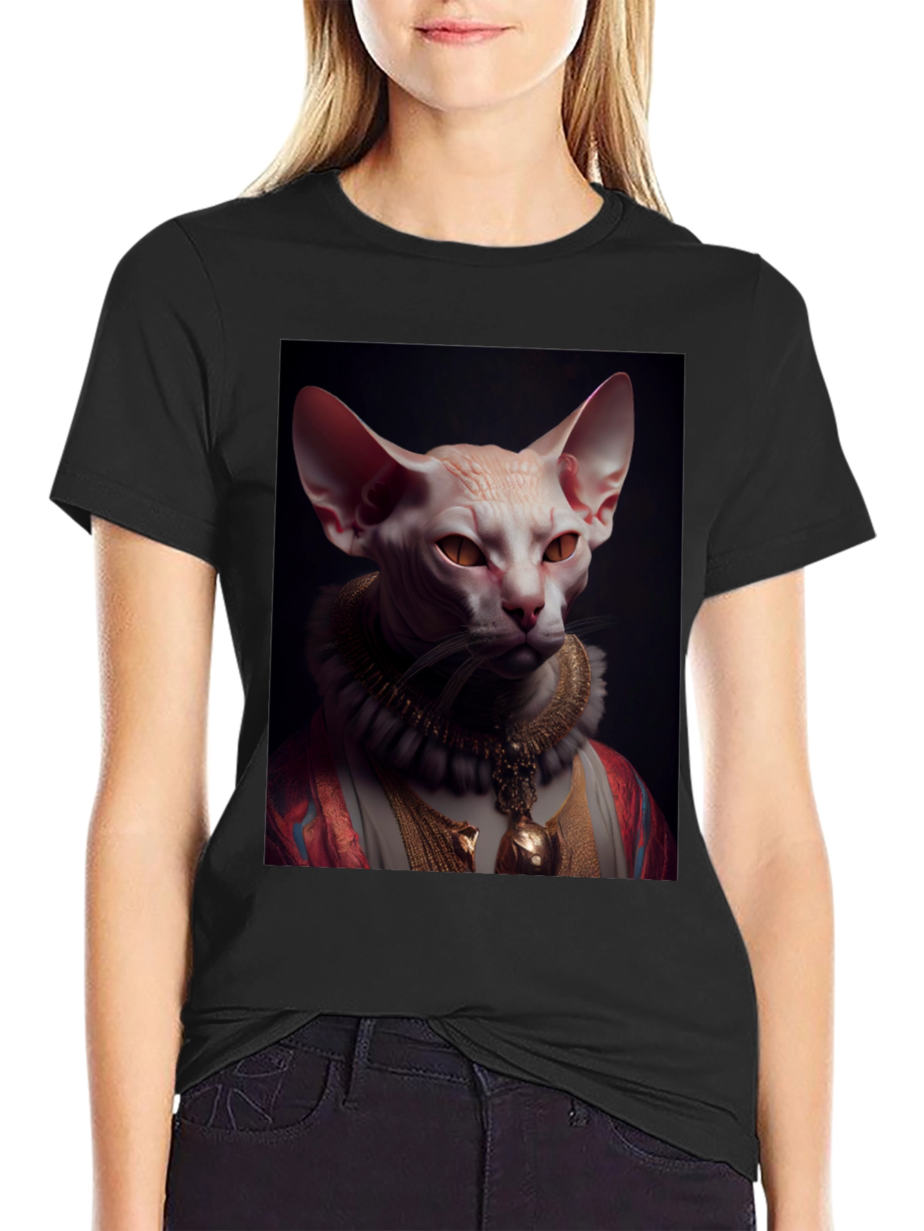 Sphynx Cat Portrait T-Shirt - Regal Feline Tee