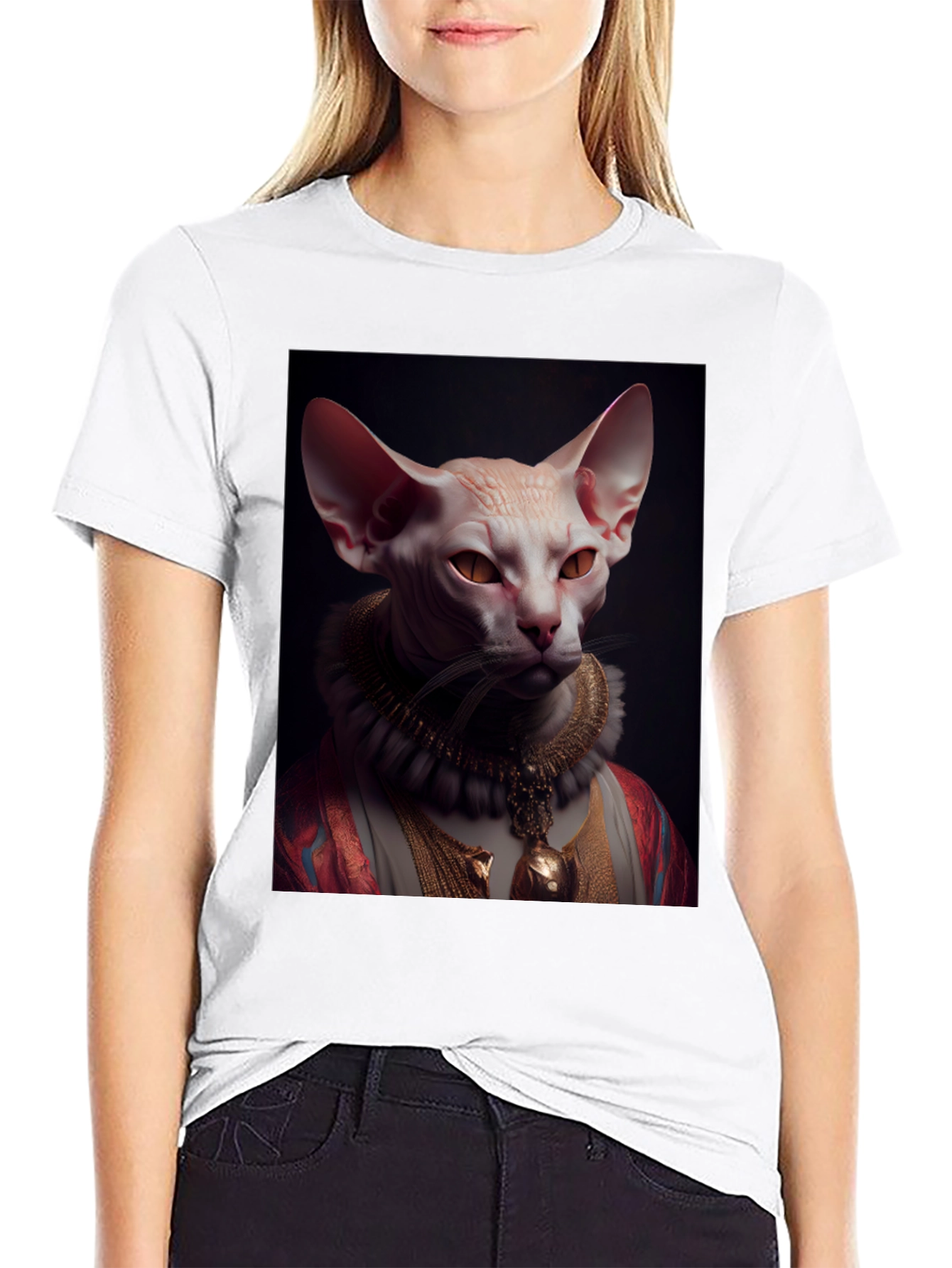 Sphynx Cat Portrait T-Shirt - Regal Feline Tee