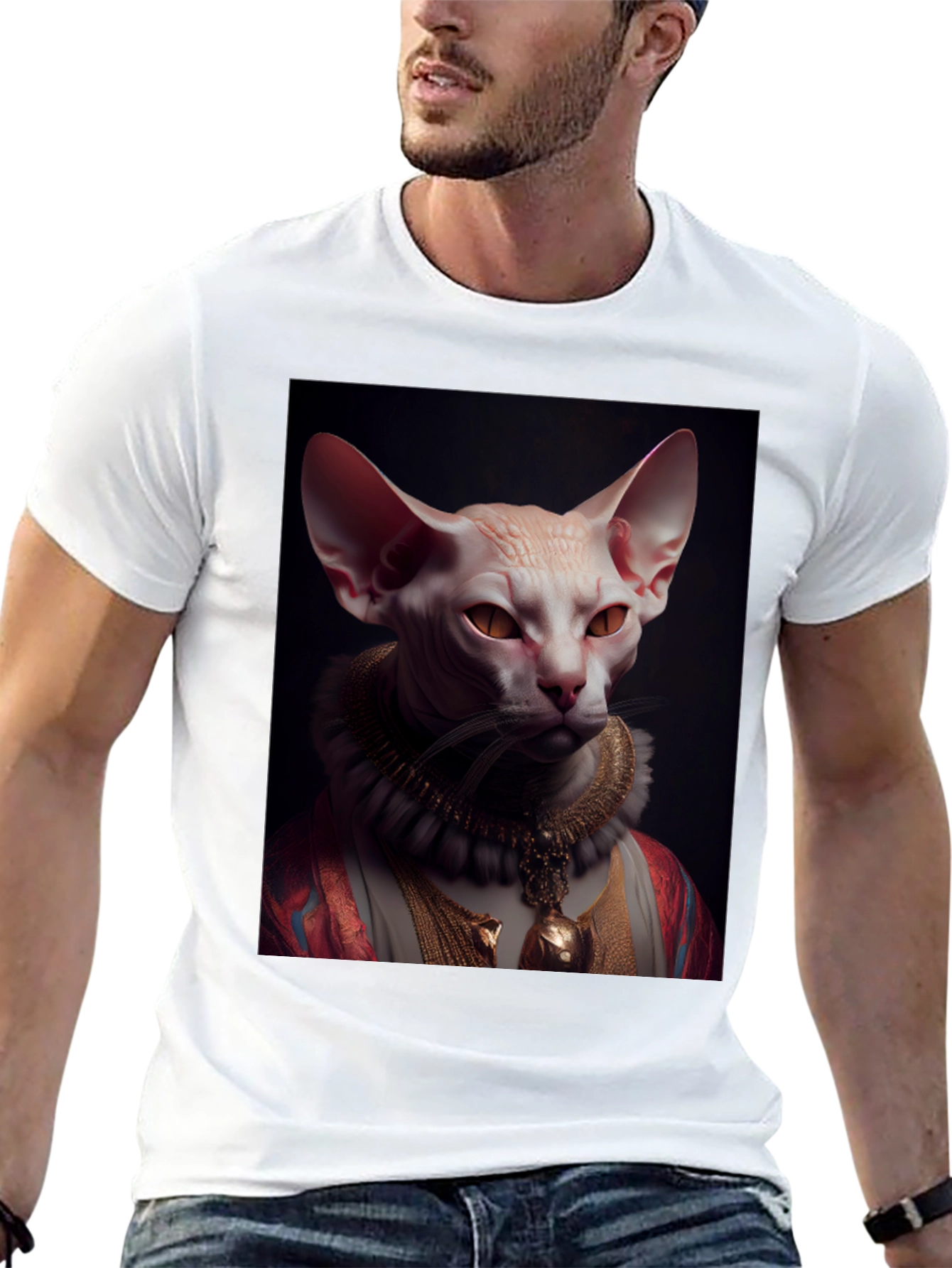 Sphynx Cat Portrait T-Shirt - Regal Feline Tee