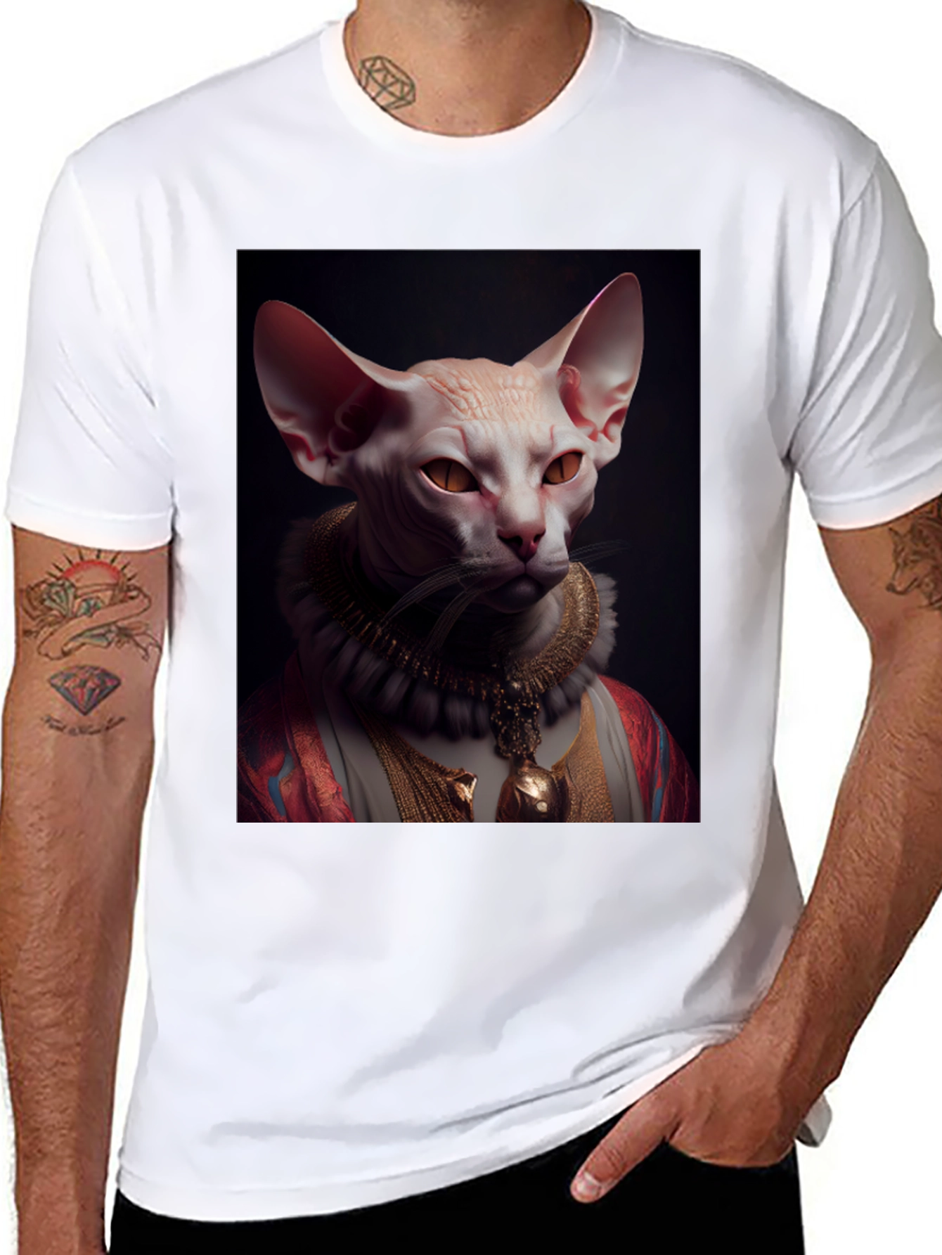 Sphynx Cat Portrait T-Shirt - Regal Feline Tee