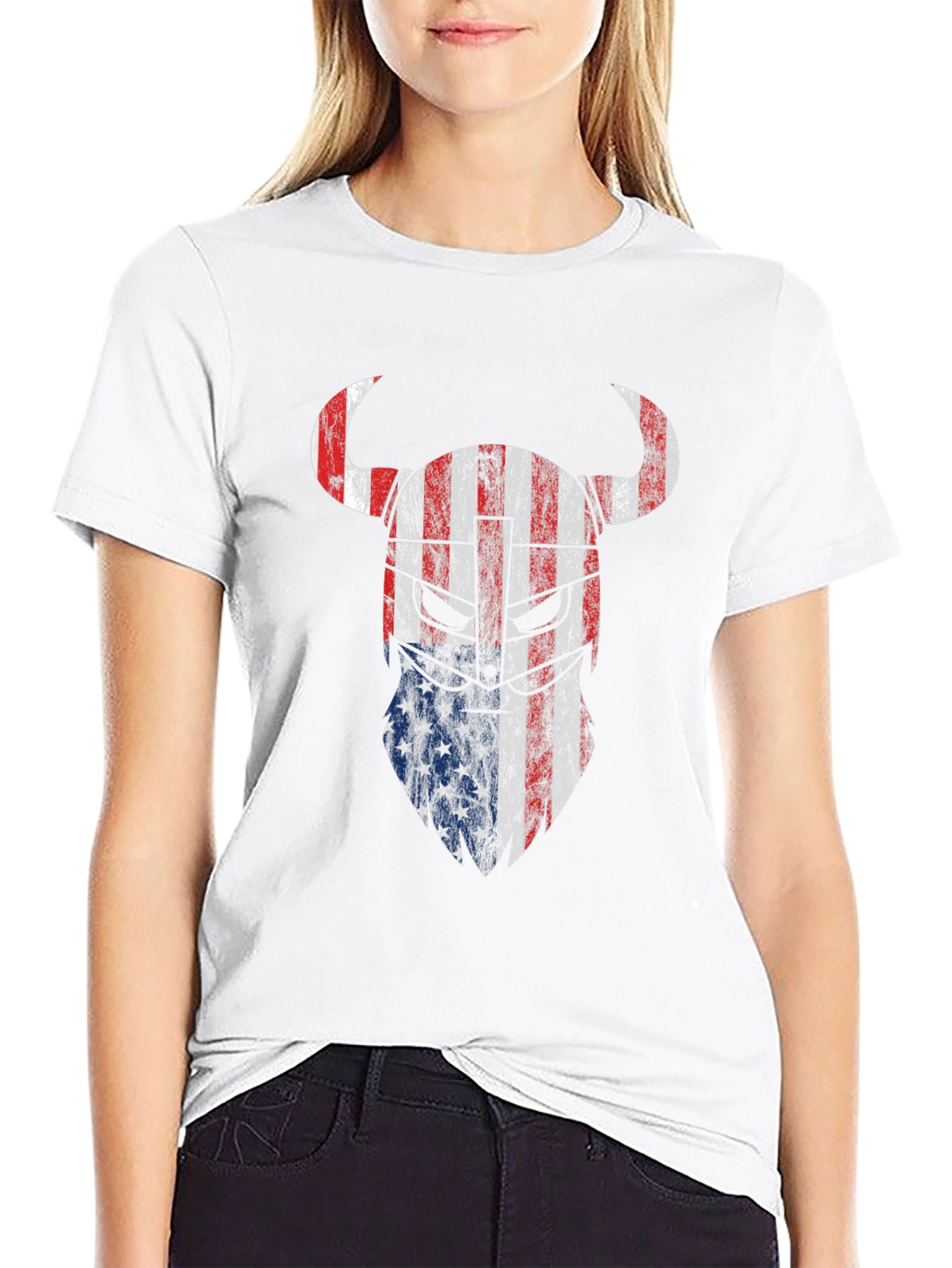 American Viking T-Shirt Patriotic USA Flag Tee