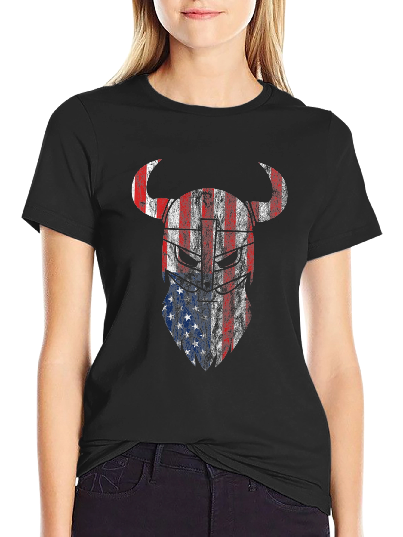 American Viking T-Shirt Patriotic USA Flag Tee