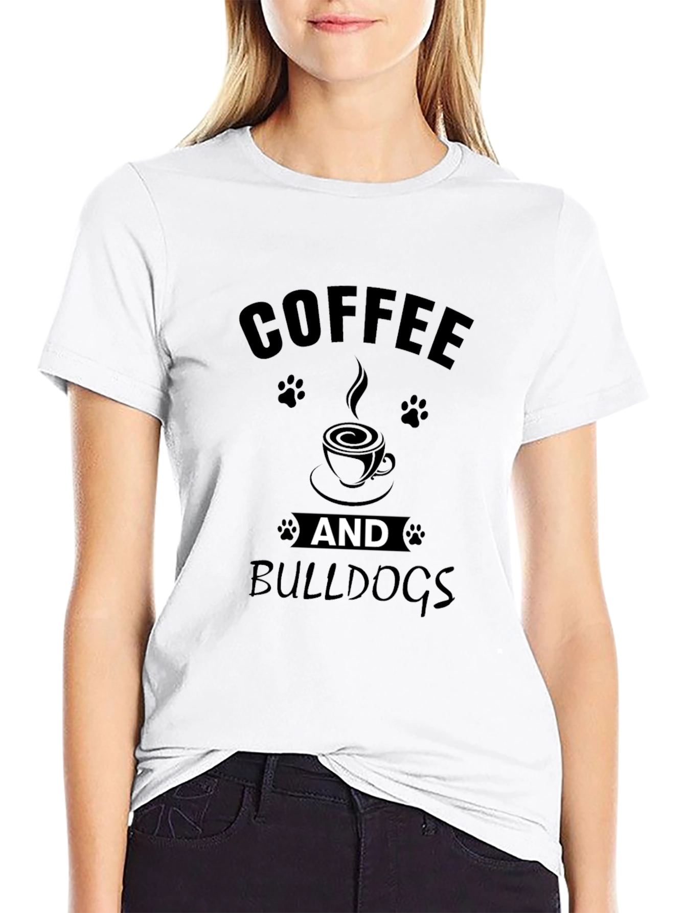 Coffee and Bulldogs Black Graphic Tee